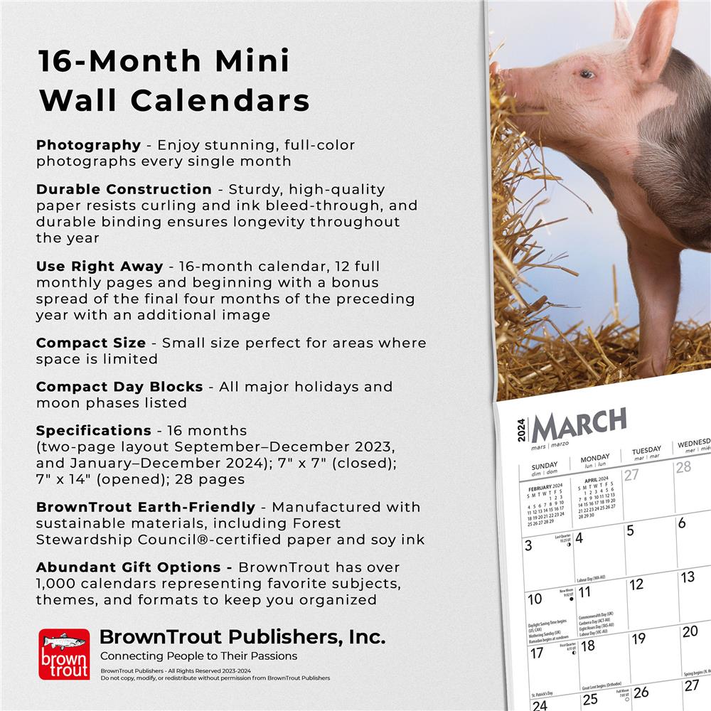 Piglets 2024 Mini Calendar
