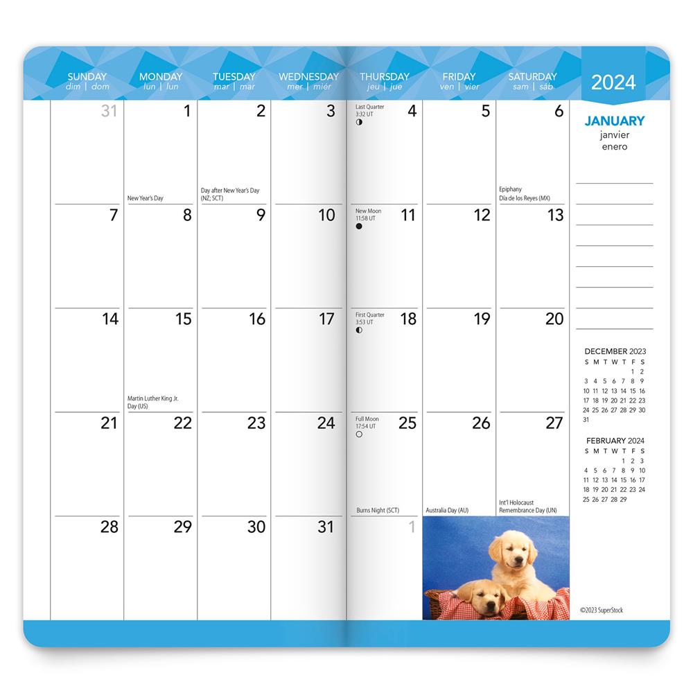 Puppies I Love 2024 2 yr Pocket Planner Calendar