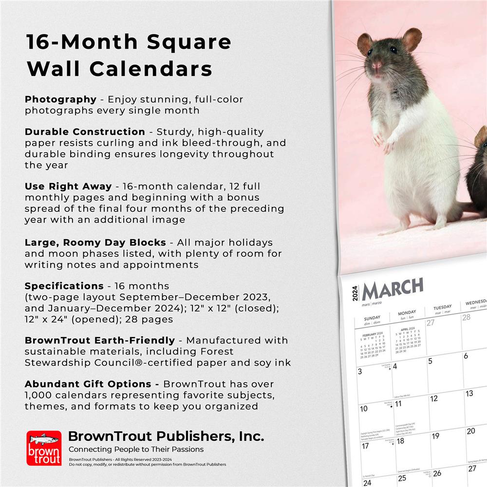 Rats 2024 Wall Calendar