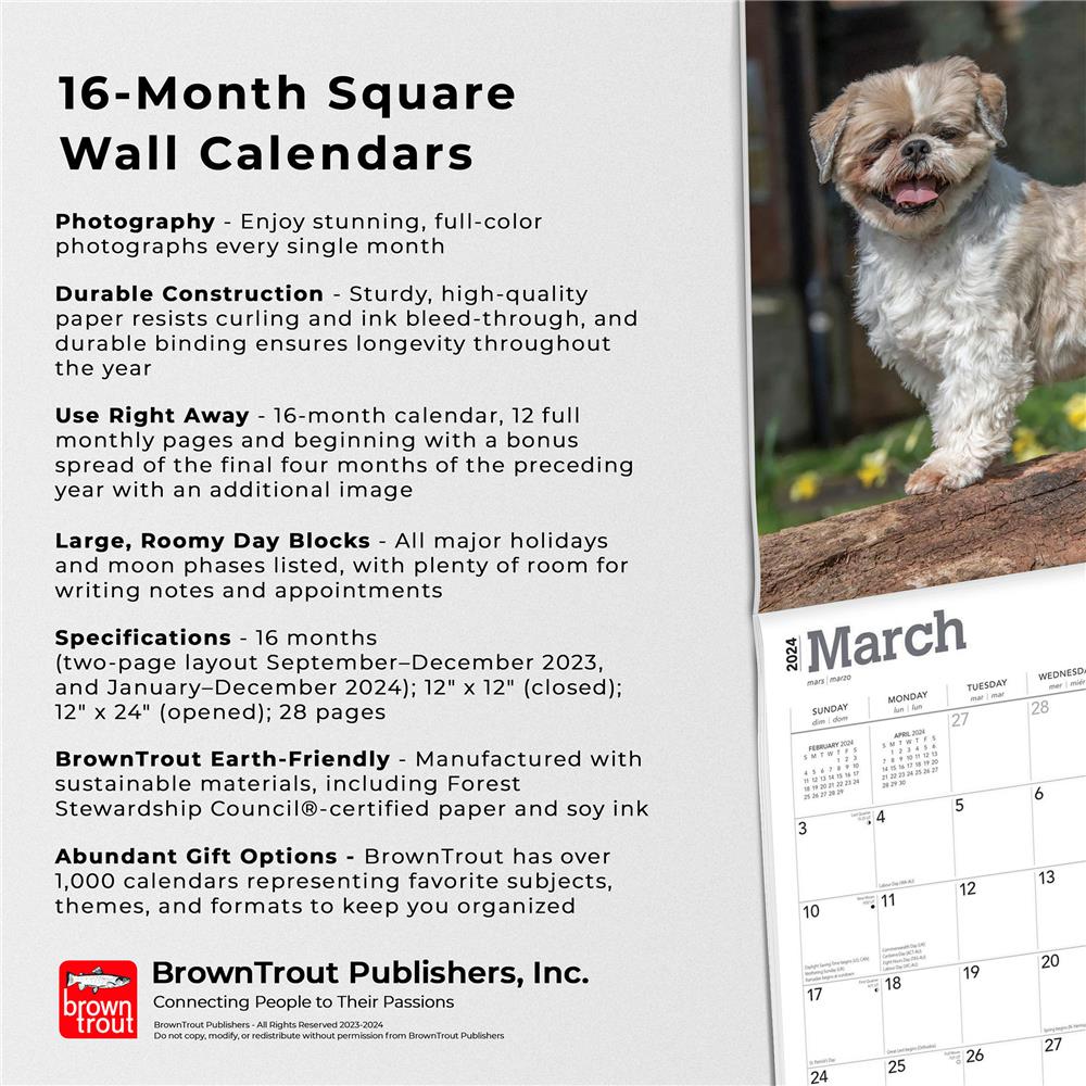 Shih Tzu 2024 Wall Calendar