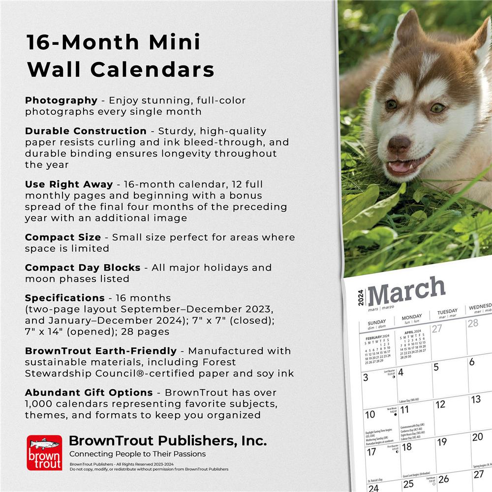 Siberian Husky Puppies 2024 Mini Calendar