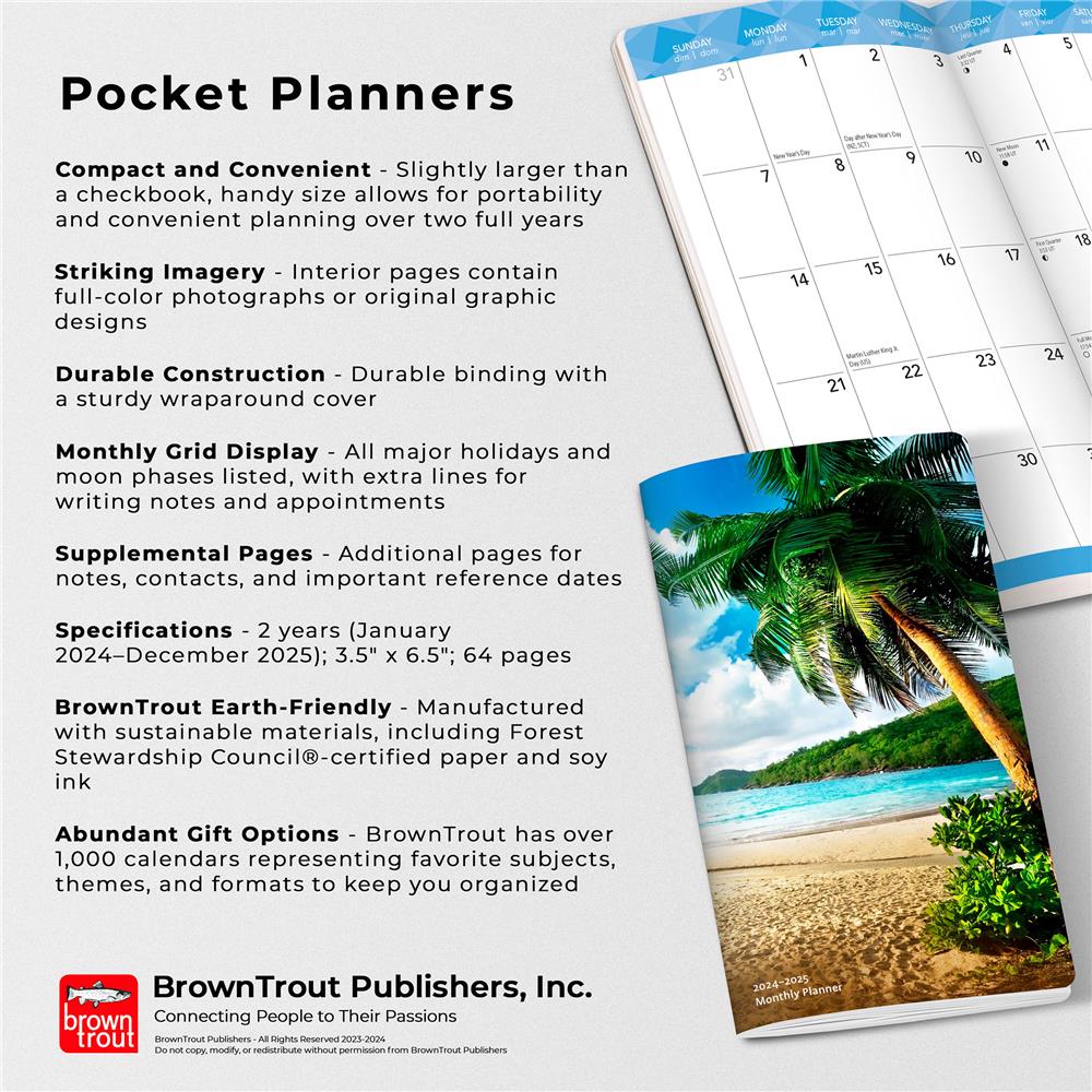 Tropical Islands 2024 2 yr Pocket Planner Calendar