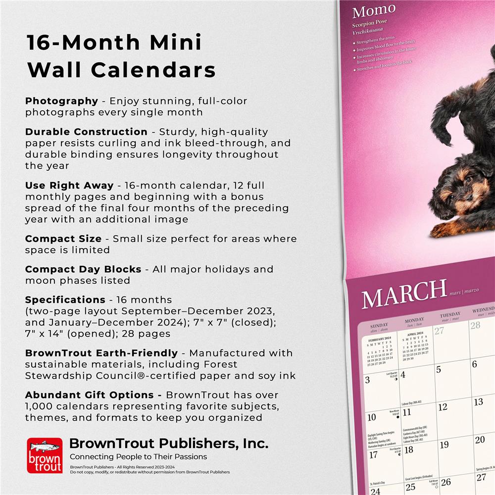 Yoga Puppies 2024 Mini Calendar