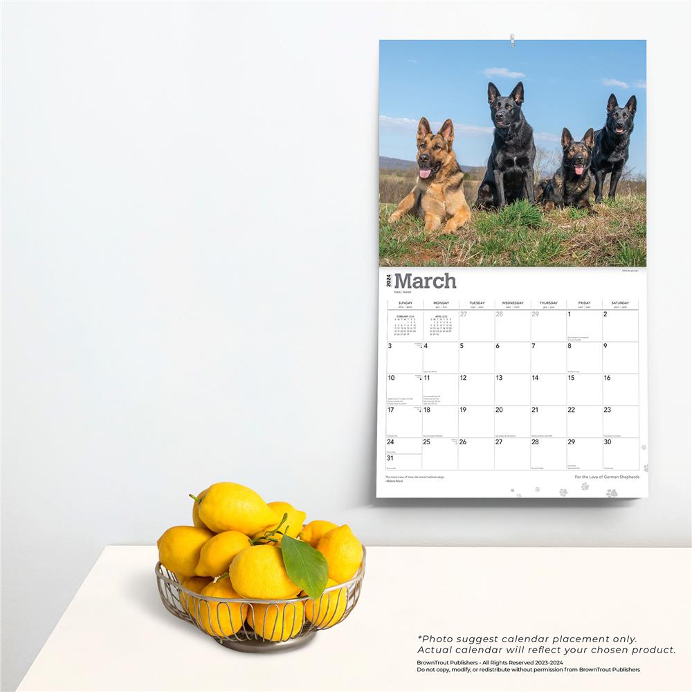 German Shepherds - For the Love of 2024 Deluxe Wall Calendar