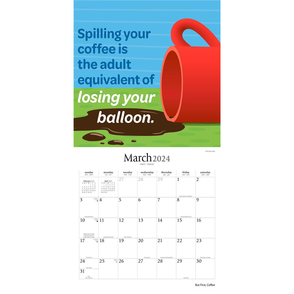 But First Coffee 2024 Wall Calendar