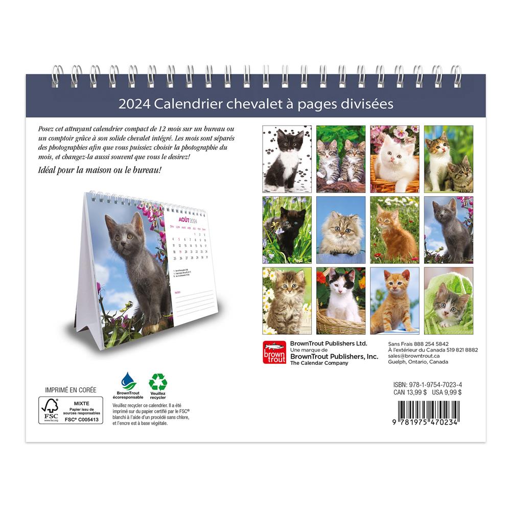Chatons 2024 Easel Calendar (French)