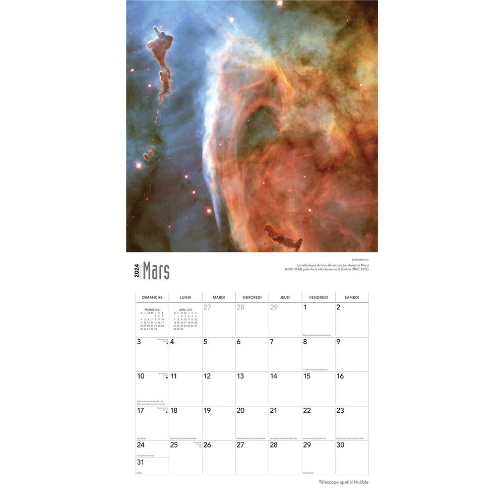 Telescope Spatial Hubble 2024 Wall Calendar (French)