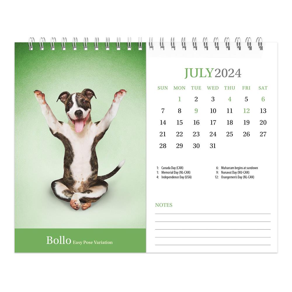 Yoga Puppies 2024 Easel Calendar