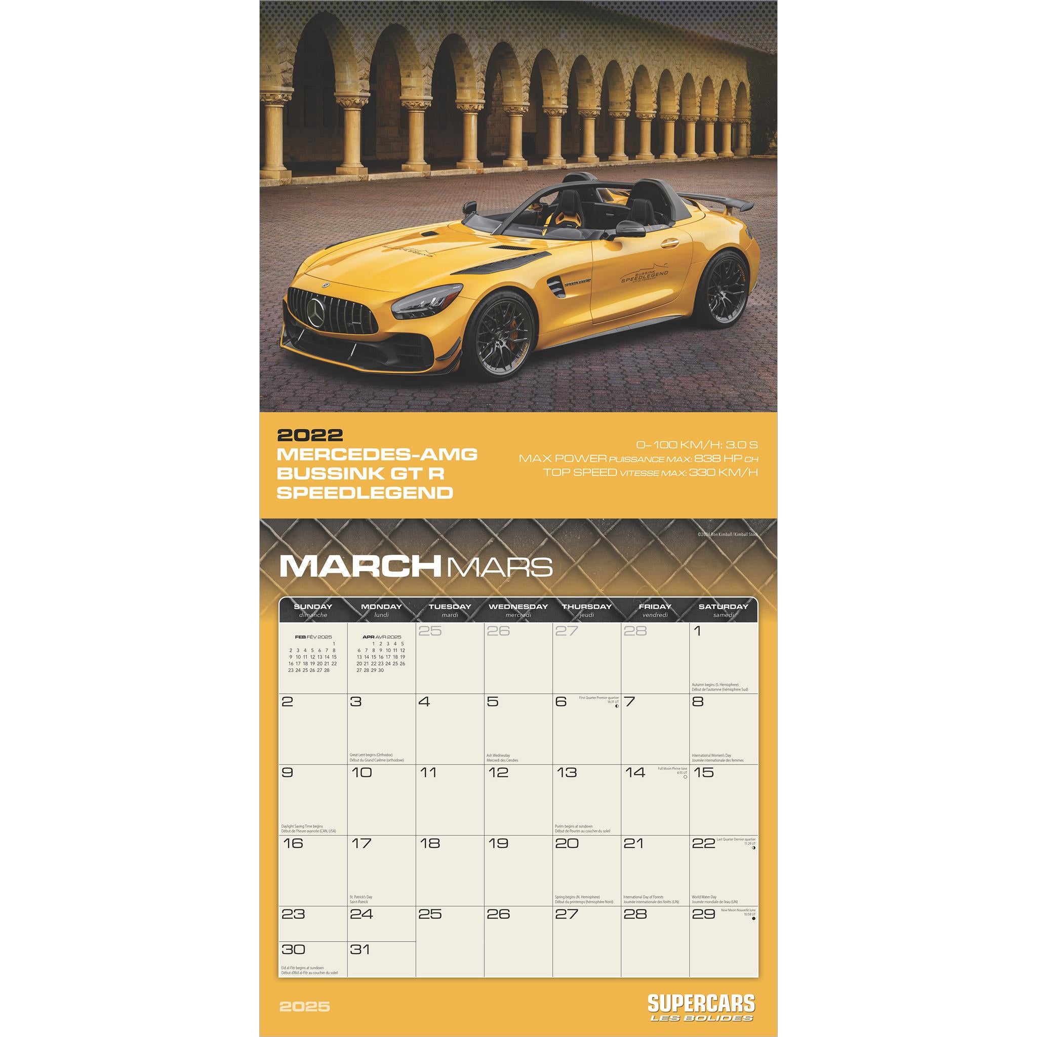 Supercars Les Bolides Fr Wall 2025 Calendar
