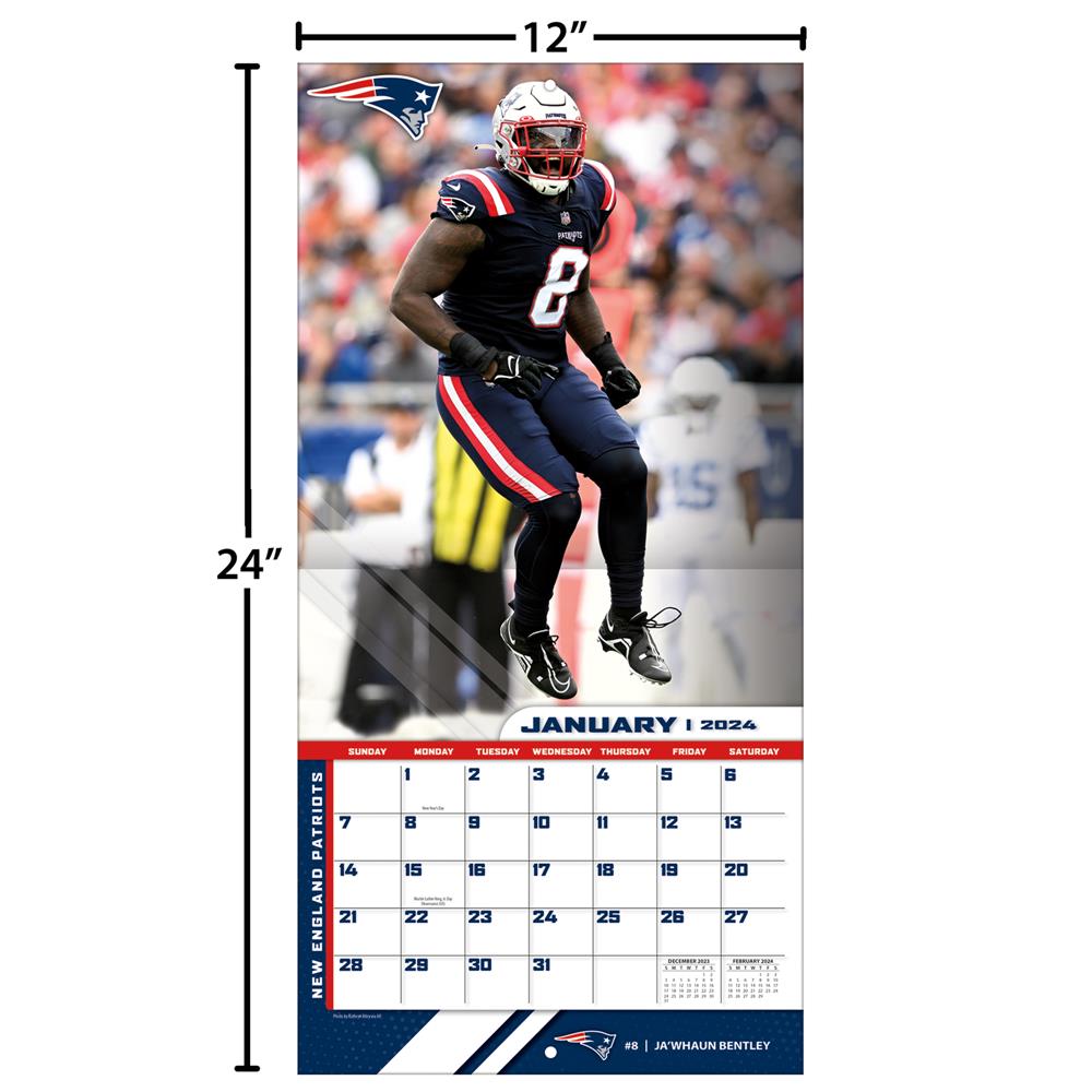 NFL New England Patriots 2024 Wall Calendar