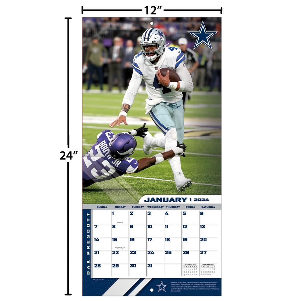 NFL Dallas Cowboys Dak Prescott 2024 Wall Calendar - Online Exclusive