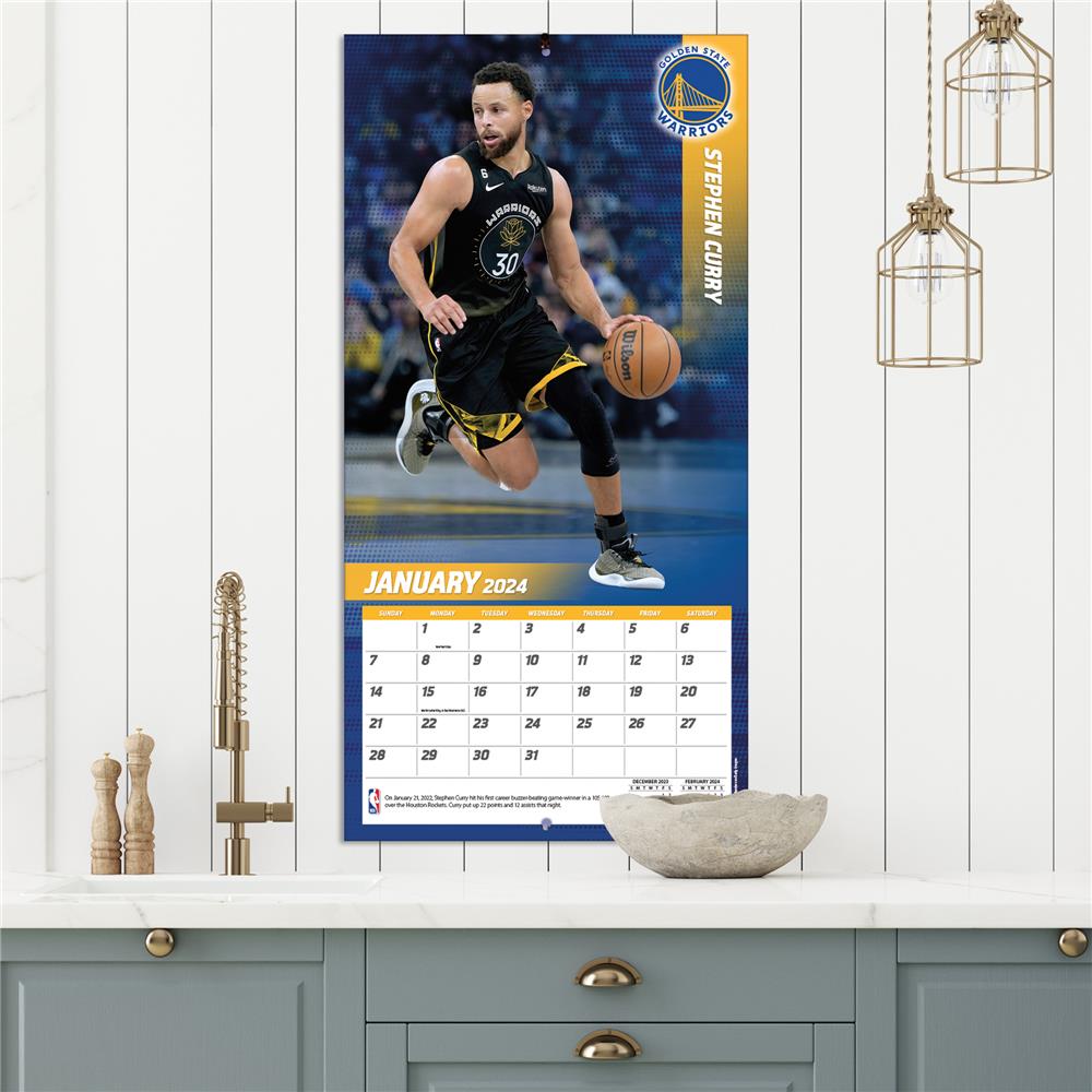 NBA Stephen Curry Golden State Warriors 2024 Wall Calendar