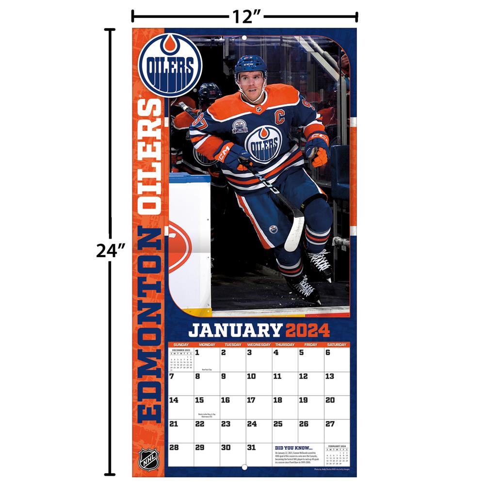 NHL Connor Mcdavid Edmonton Oilers 2024 Wall Calendar