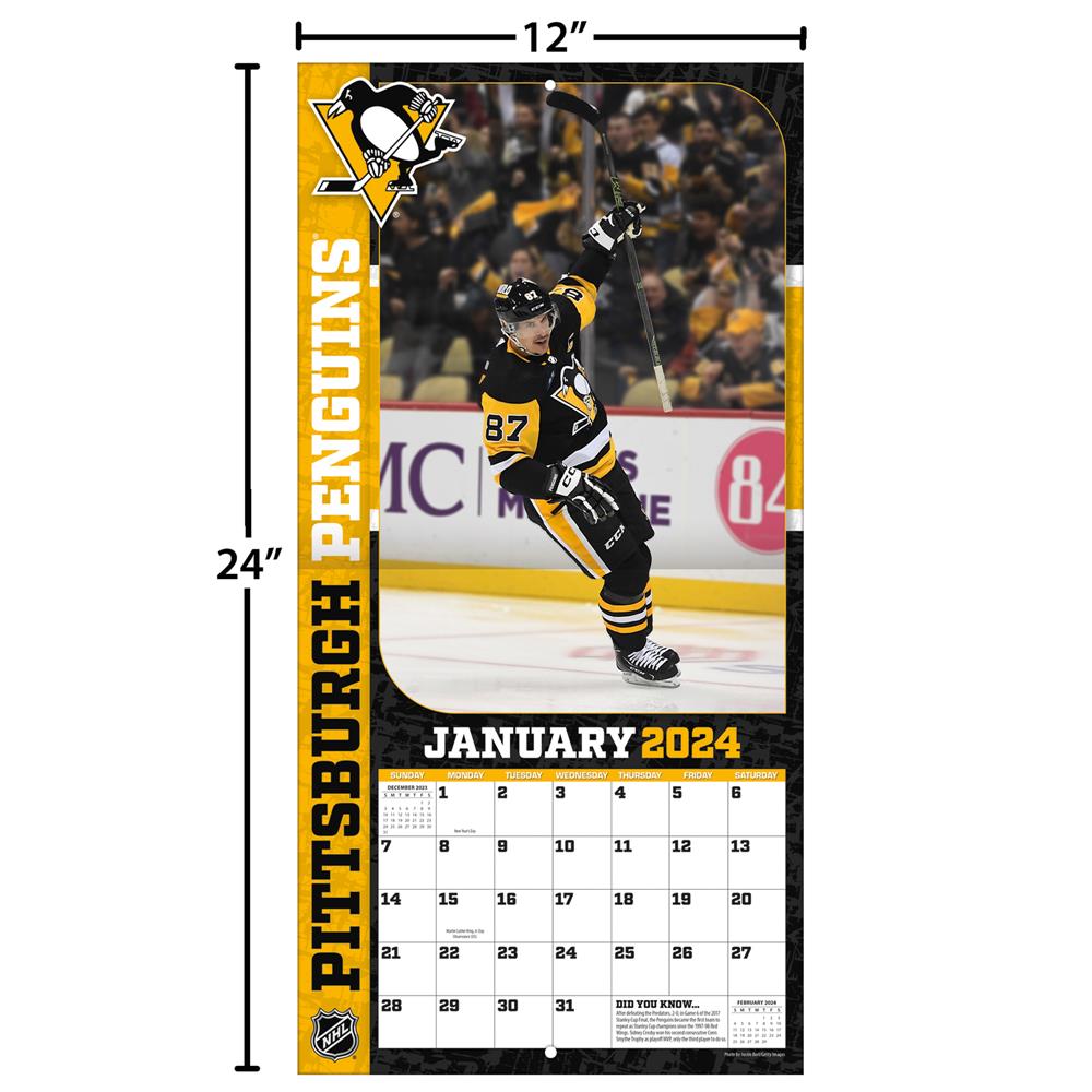 NHL Sidney Crosby Pittsburgh Penguins 2024 Wall Calendar