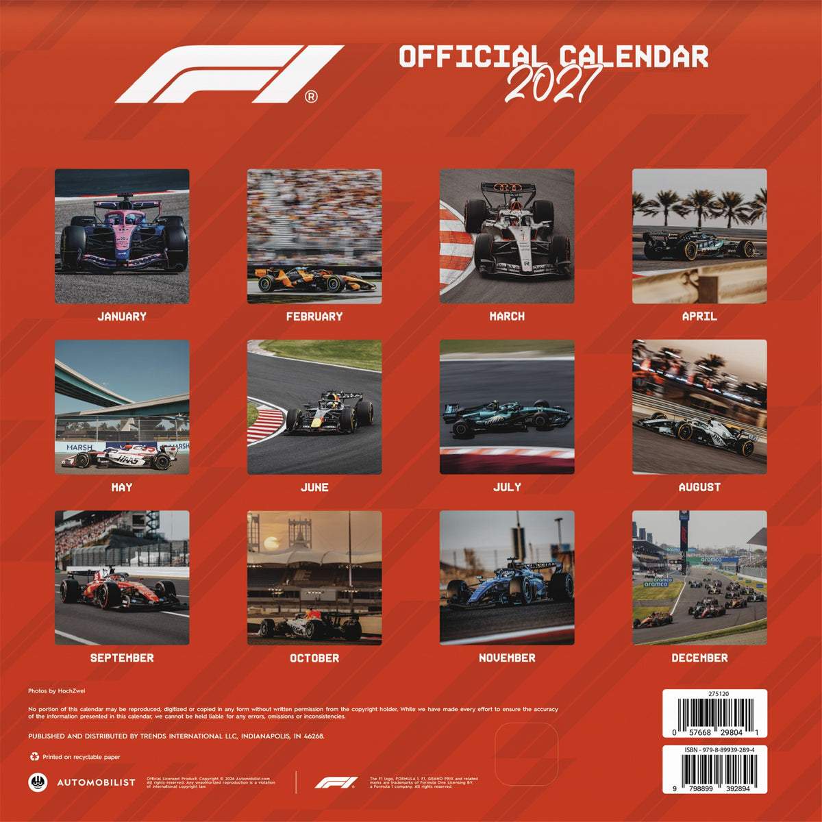 Formula 1 2027 Wall Calendar
