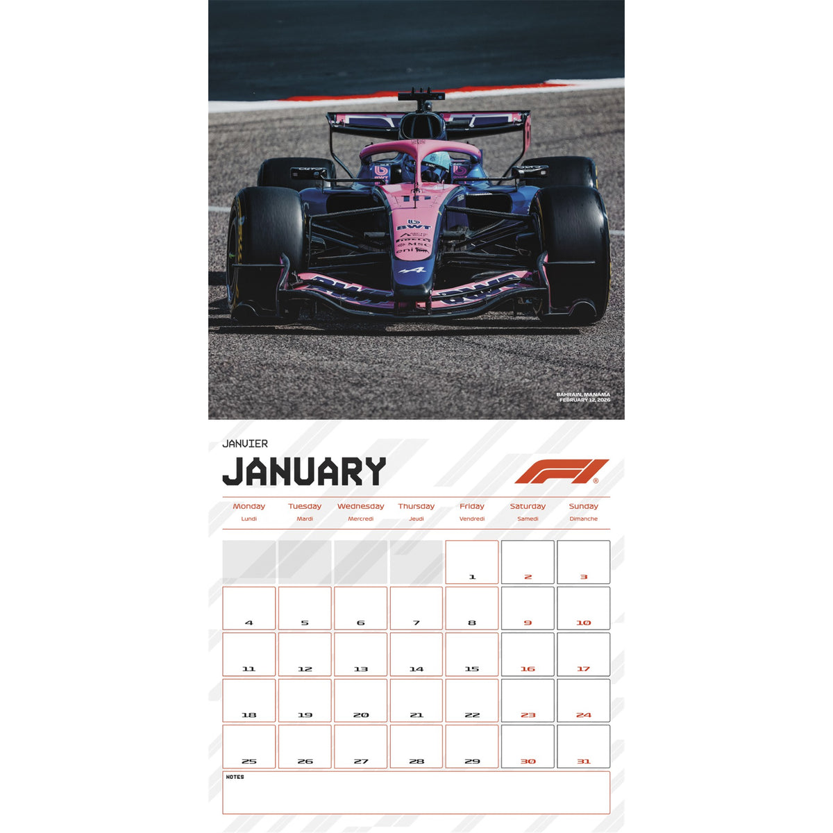 Formula 1 2027 Wall Calendar