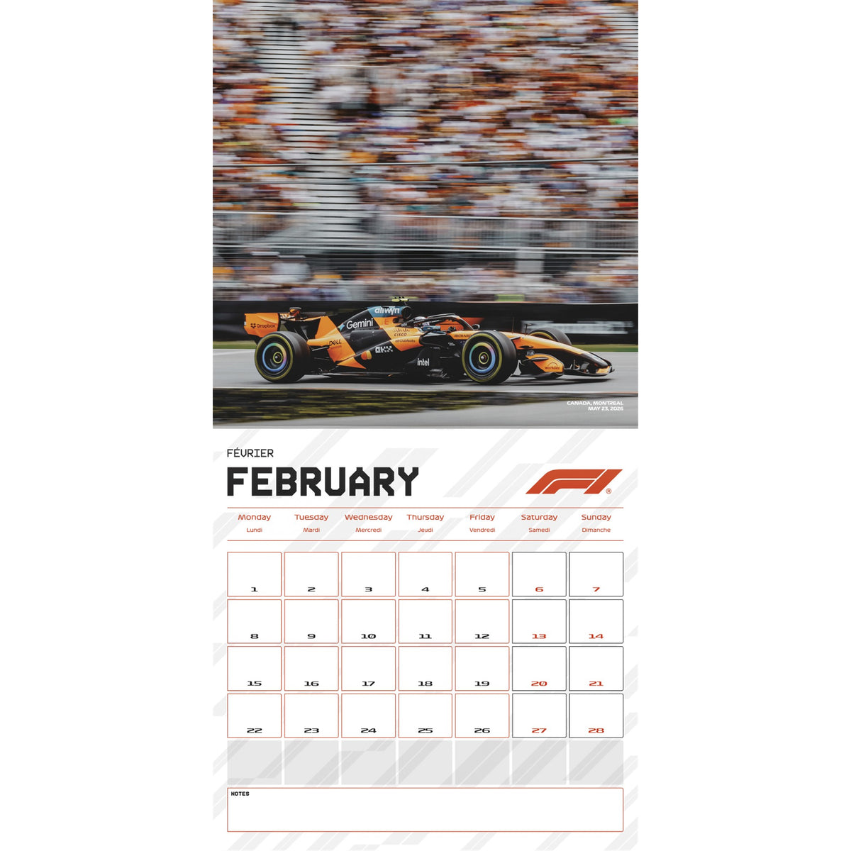 Formula 1 2027 Wall Calendar