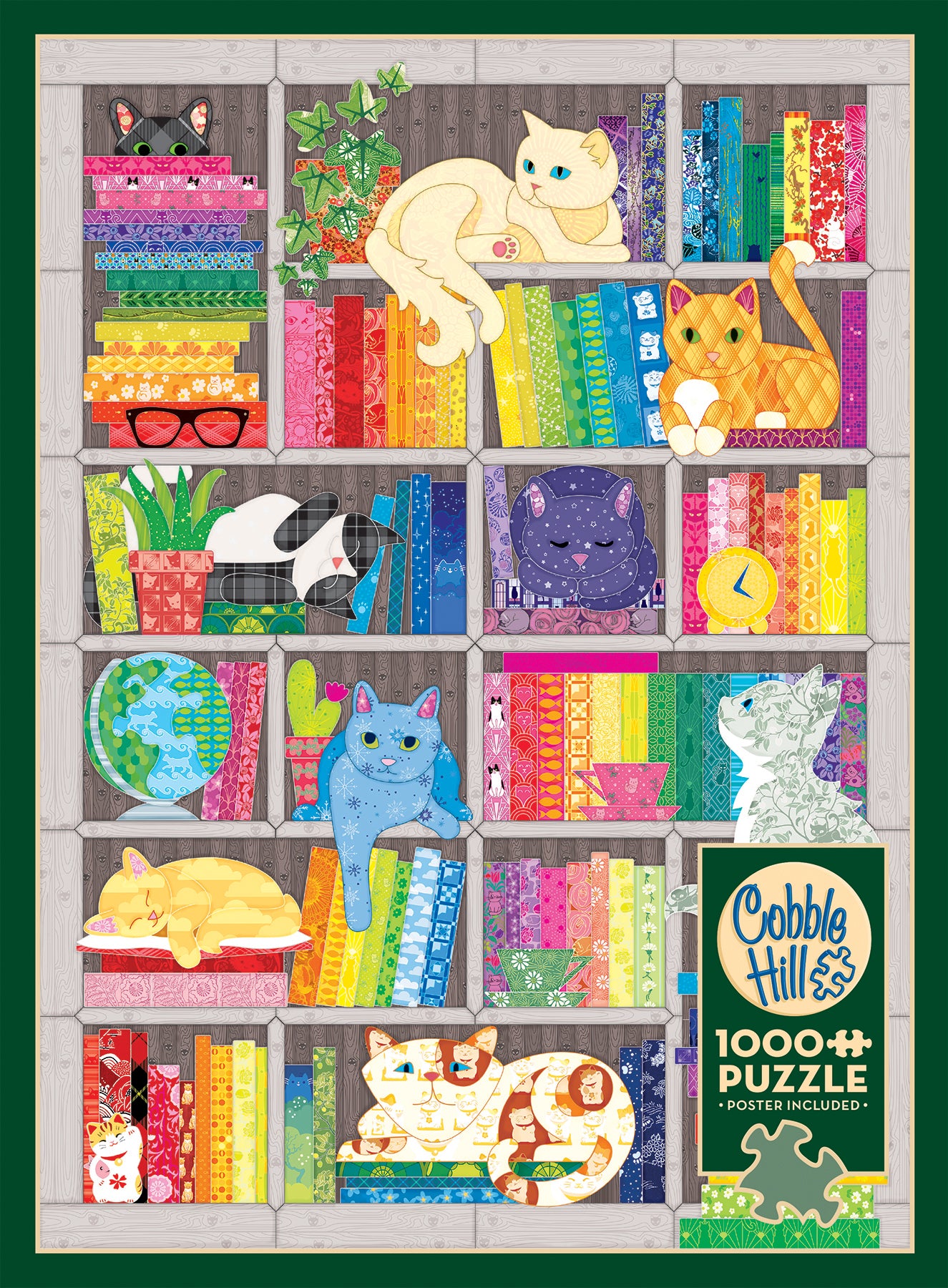 625012400466 Rainbow Cat Quilt 1000 Piece Puzzle Cobble Hill