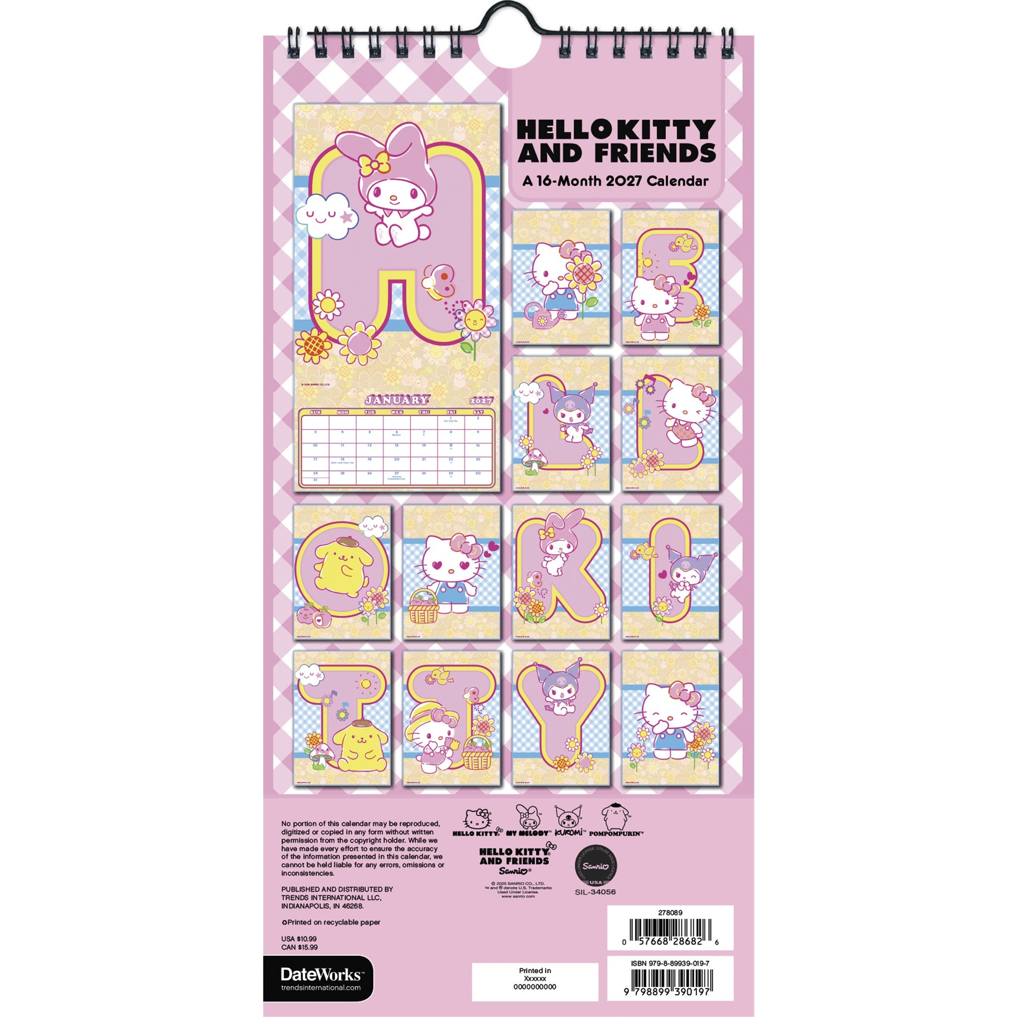 Hello Kitty and Friends 2027 Slim Calendar