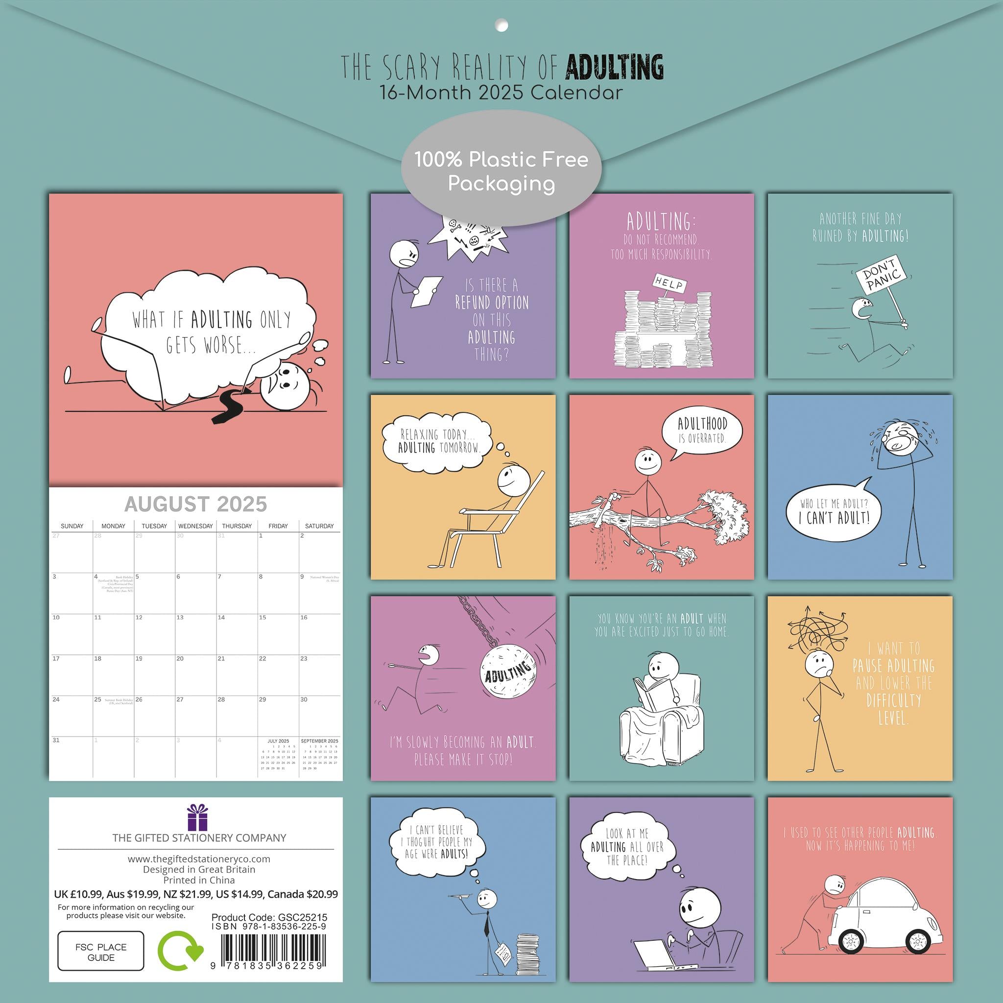 Scary Reality Of Adulting Wall 2025 Calendar