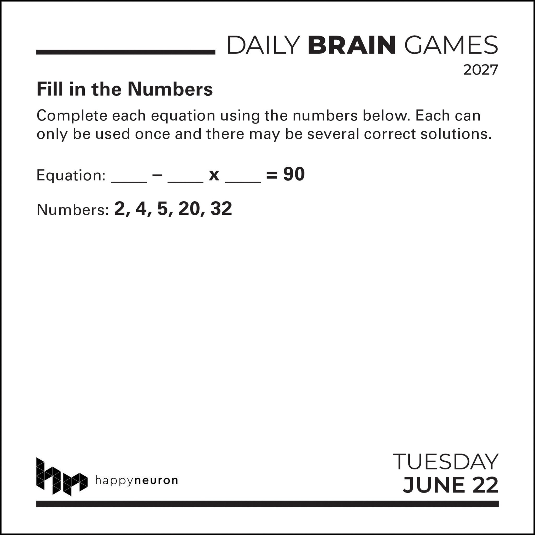 Daily Brain Games 2027 Box Calendar - Online Only