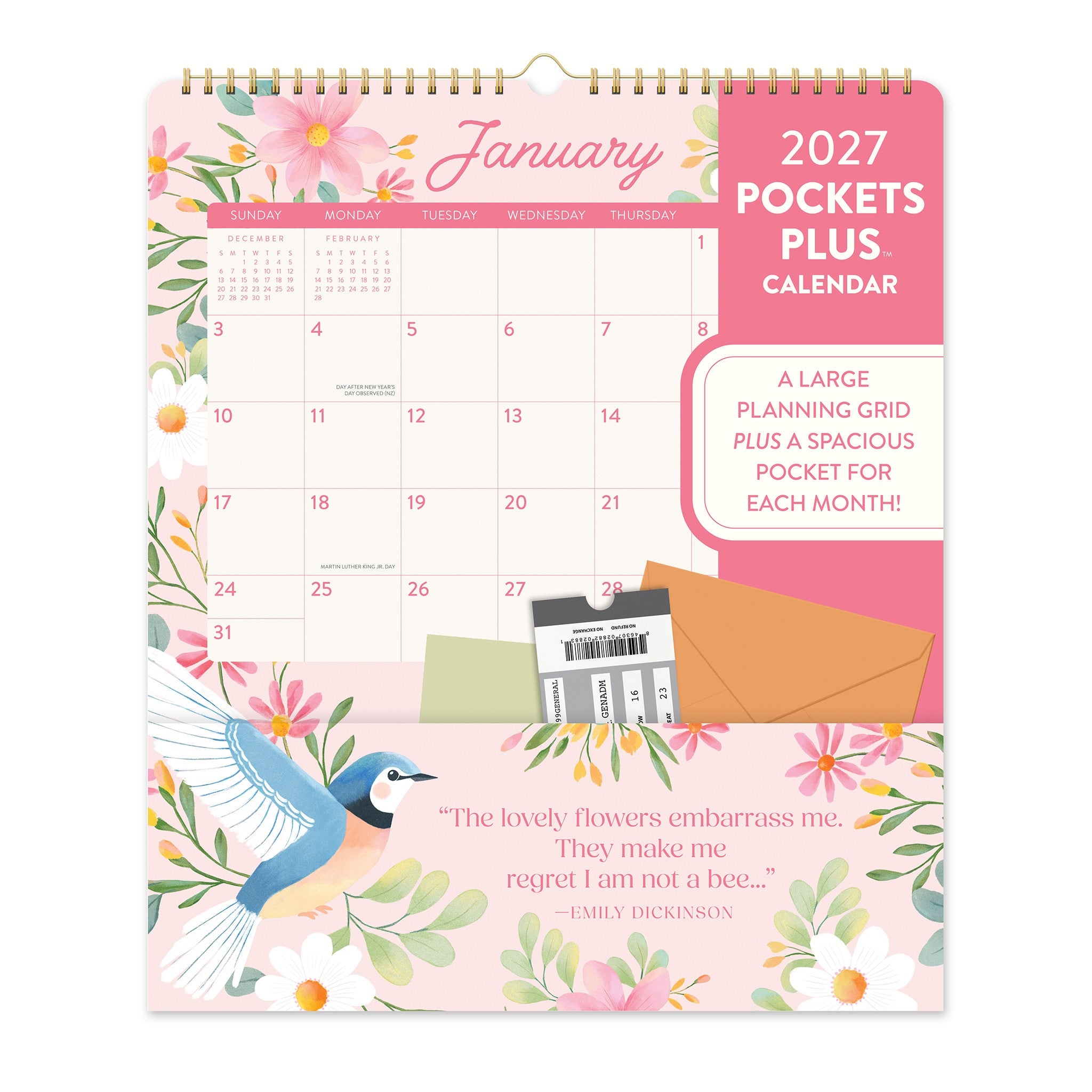 Birds and Blooms Pocket Plus 2027 Wall Calendar