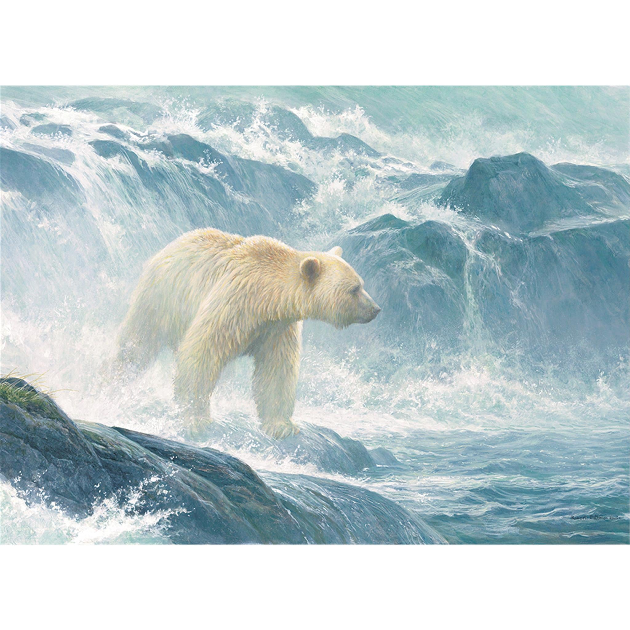 625012450263 Salmon Watch Spirit Bear 500 Piece Puzzle Cobble Hill
