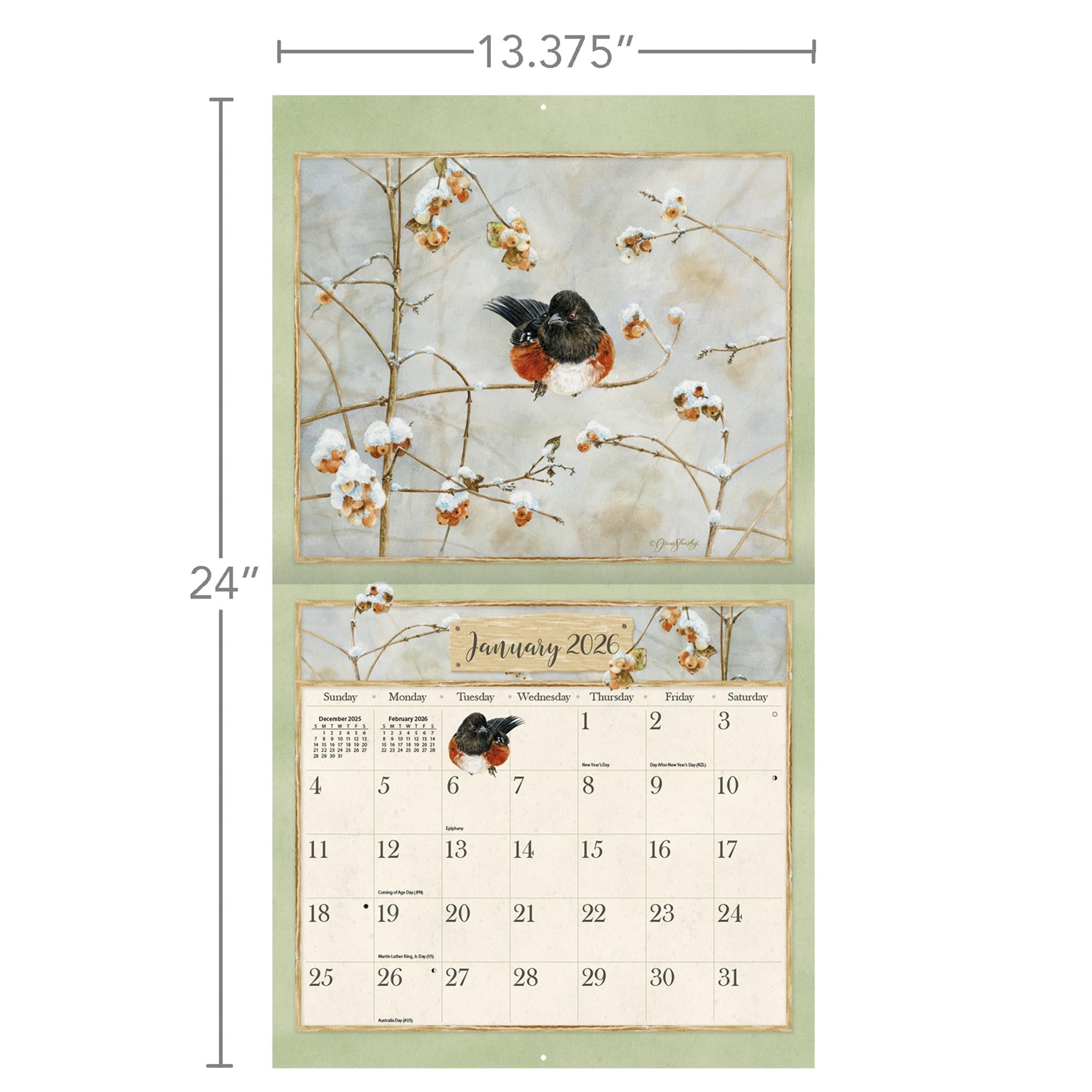 Birds In The Garden 2026 Deluxe Wall Calendar - Online Only