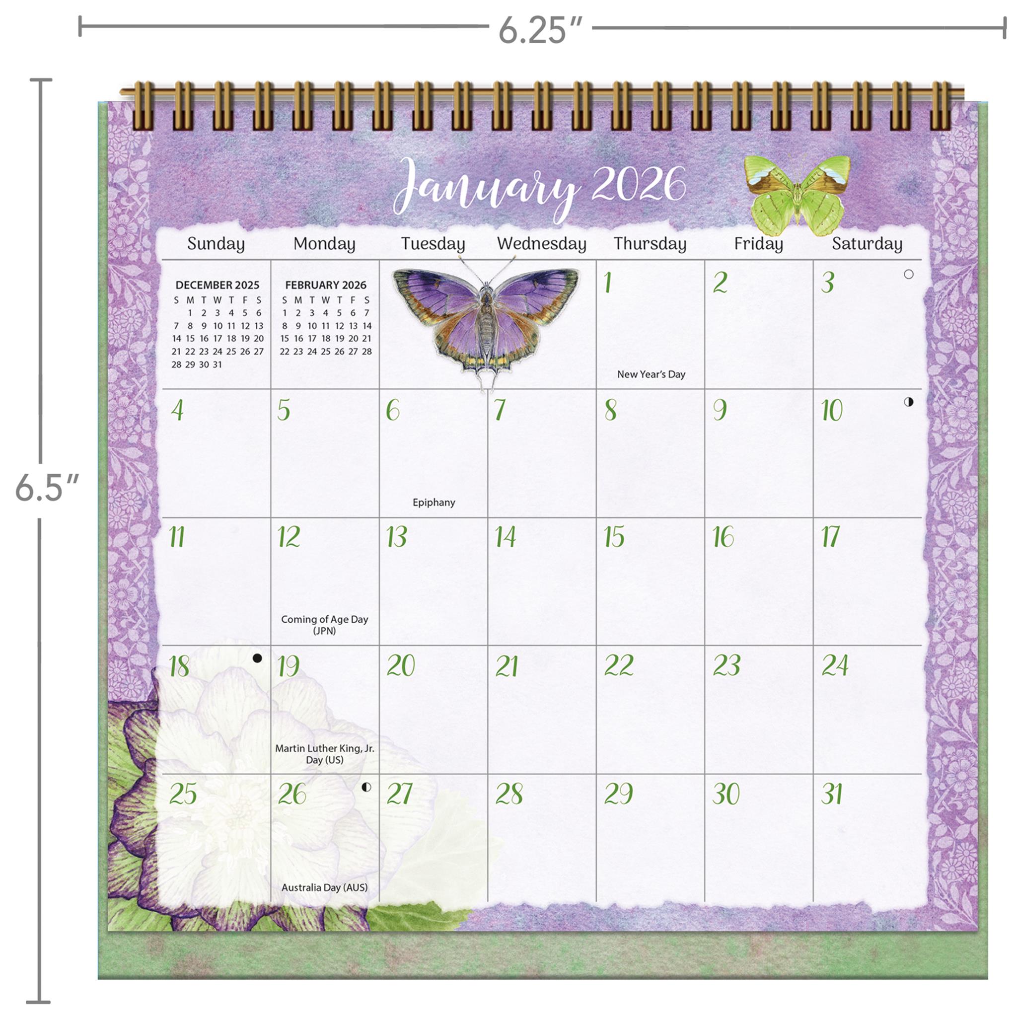 Butterflies 2026 Easel Calendar - Online Only