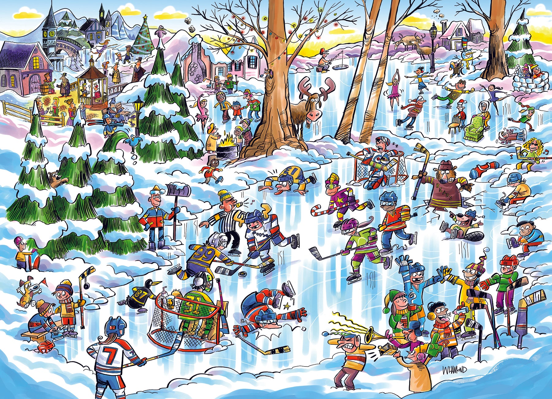 DoodleTown Hockey Town 1000 Piece Puzzle