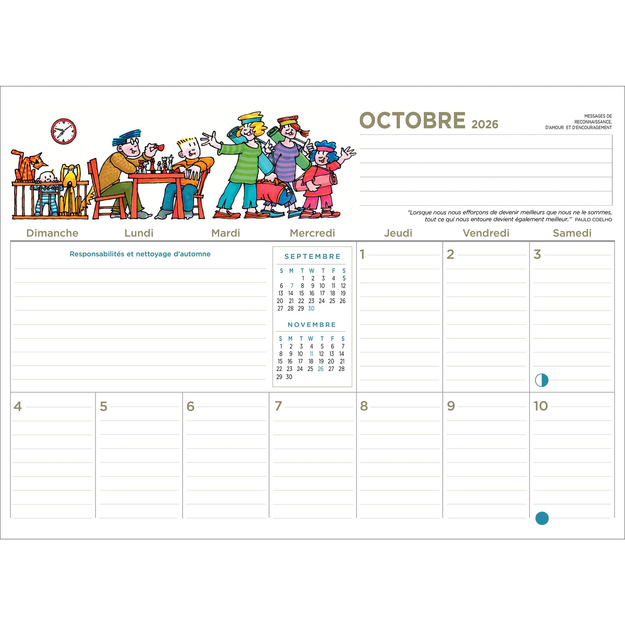 Agenda Familial 2025-2026 Wall Calendar (French)