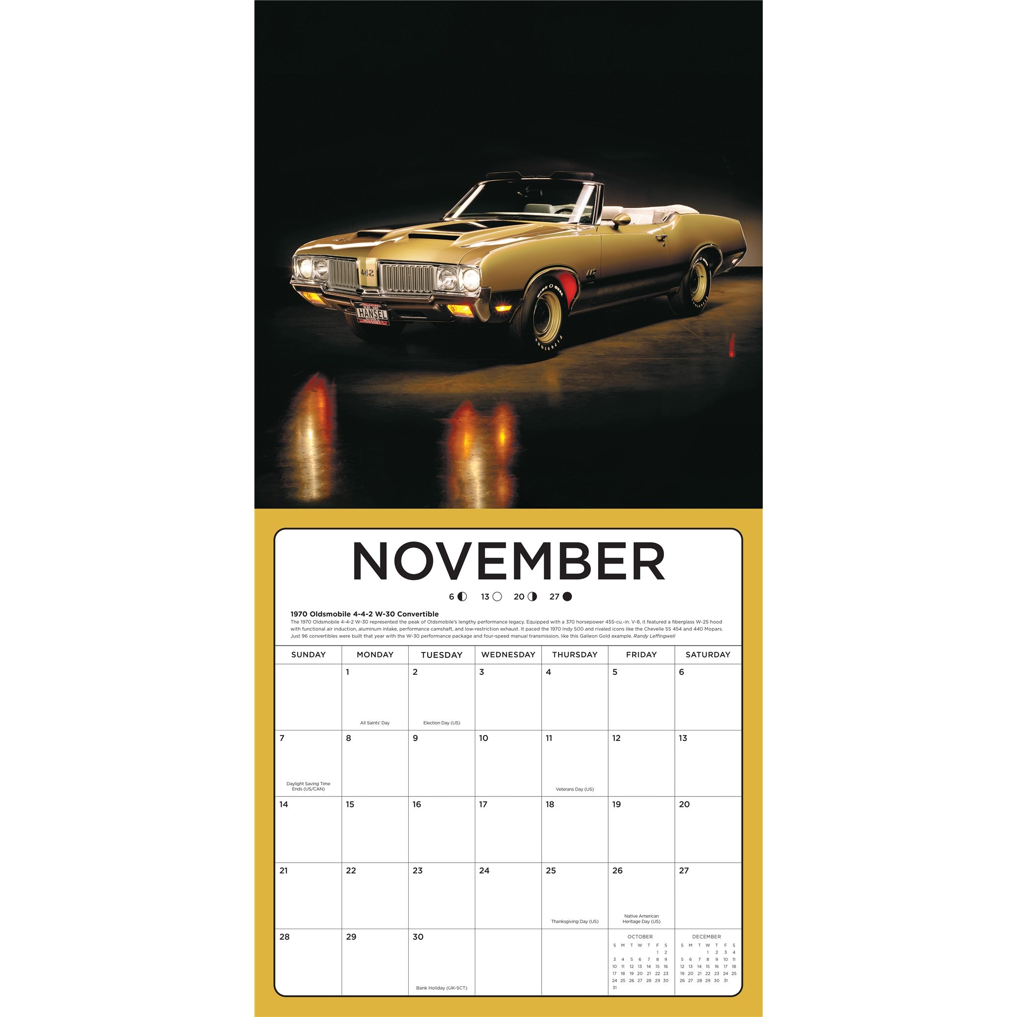 Chevrolet and GM Muscle Cars 2027 Wall Calendar