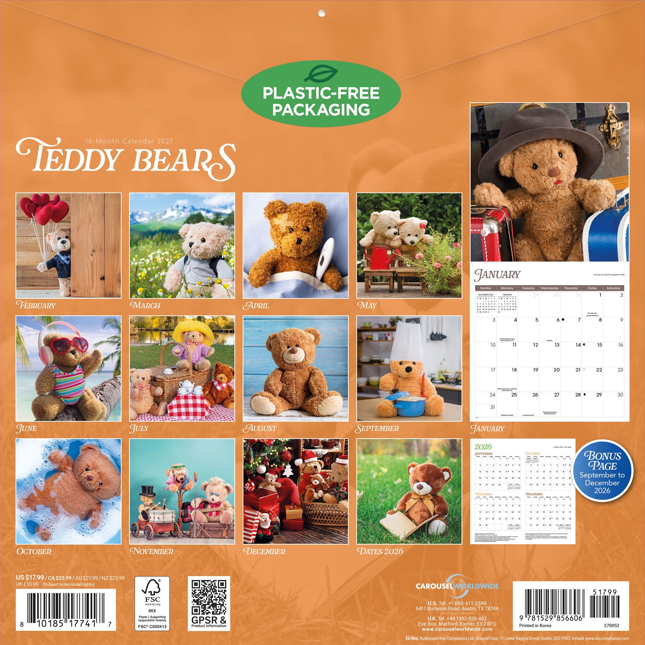 Teddy Bears 2027 Wall Calendar