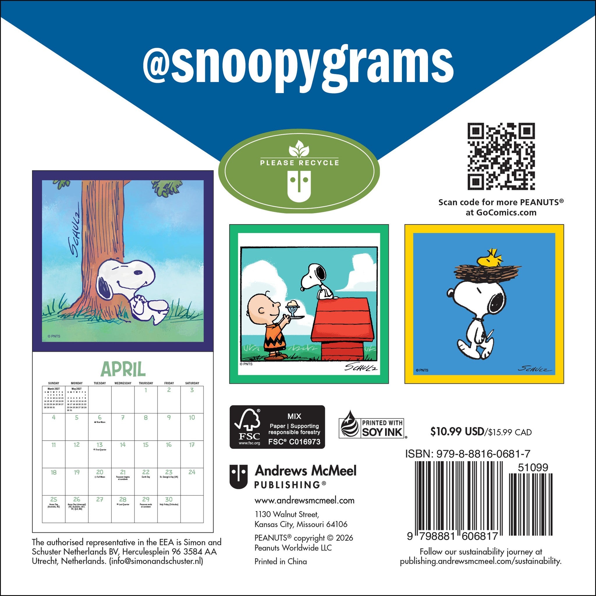 Peanuts @Snoopygrams 2027 Mini Calendar - Online Only