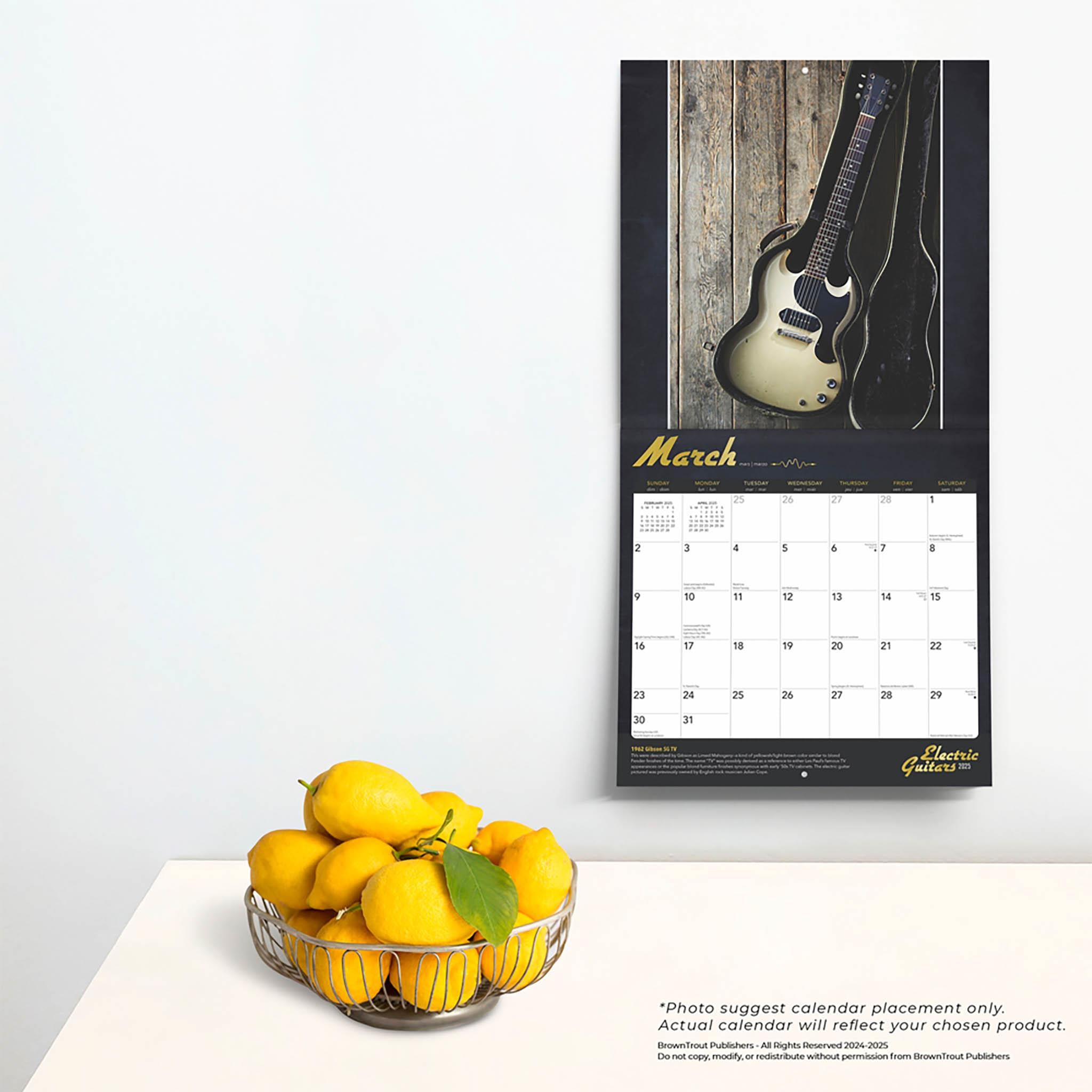Electric Guitars Wall 2025 Calendar