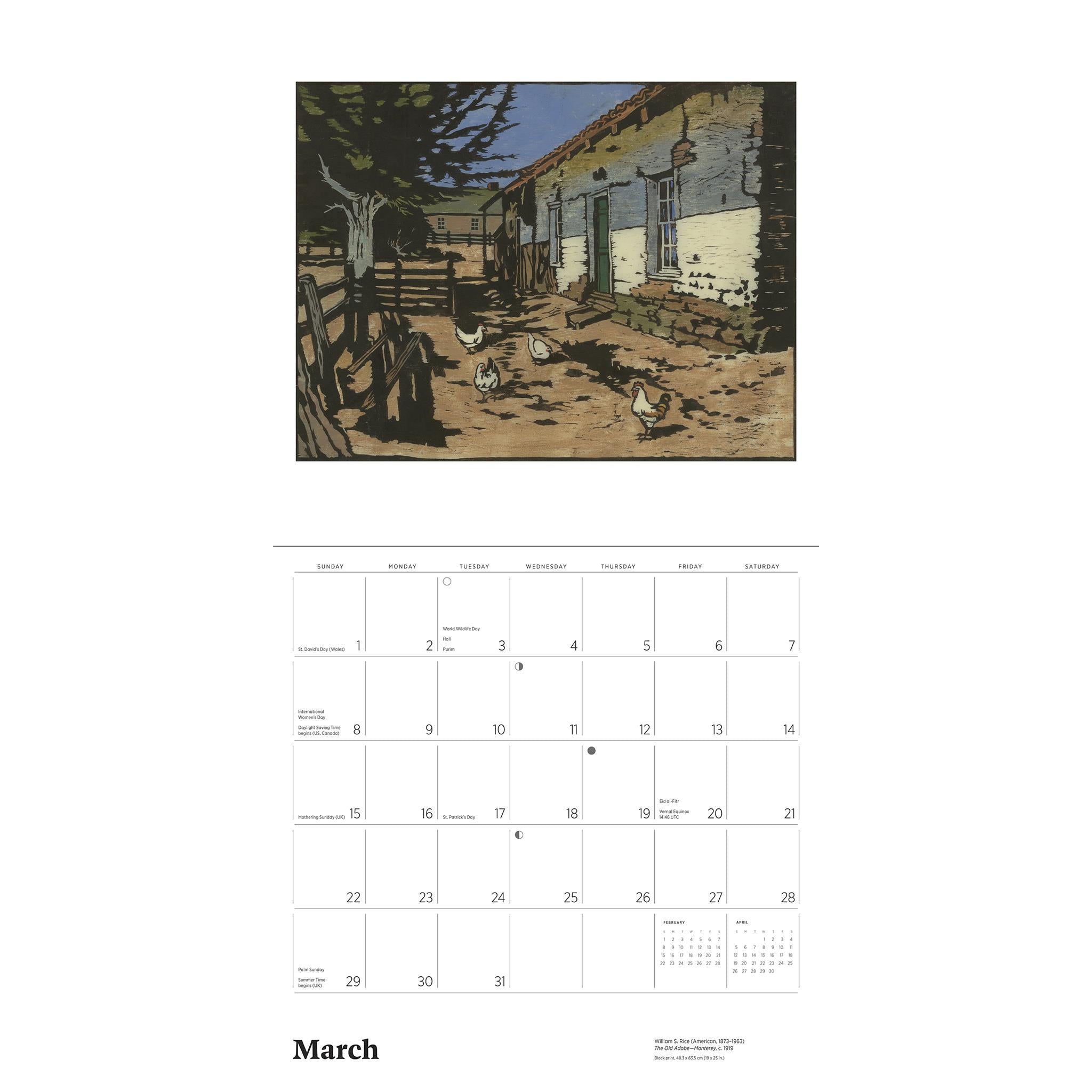 Arts & Crafts Block Prints 2026 Wall Calendar - Online Only