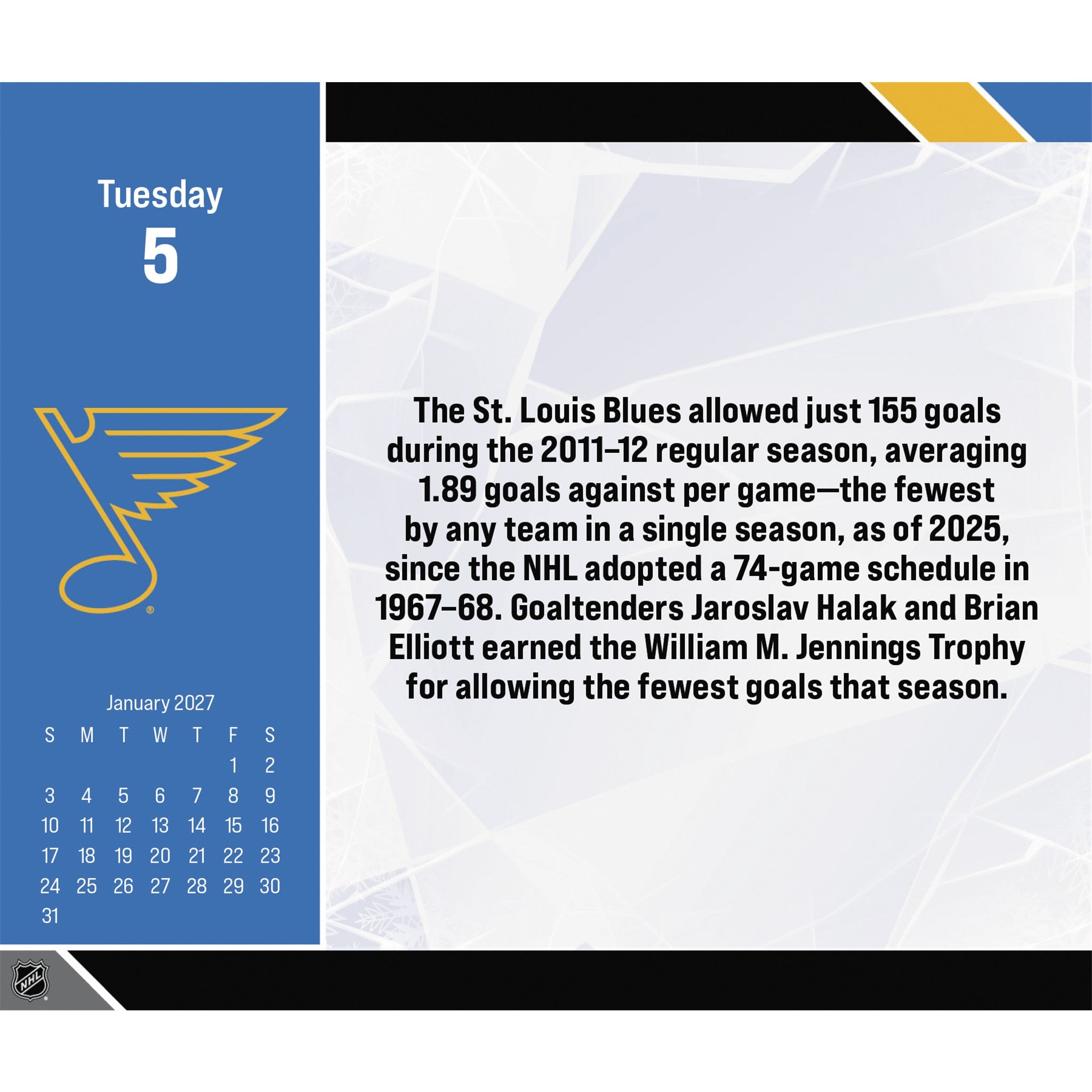 NHL 2027 Box Calendar