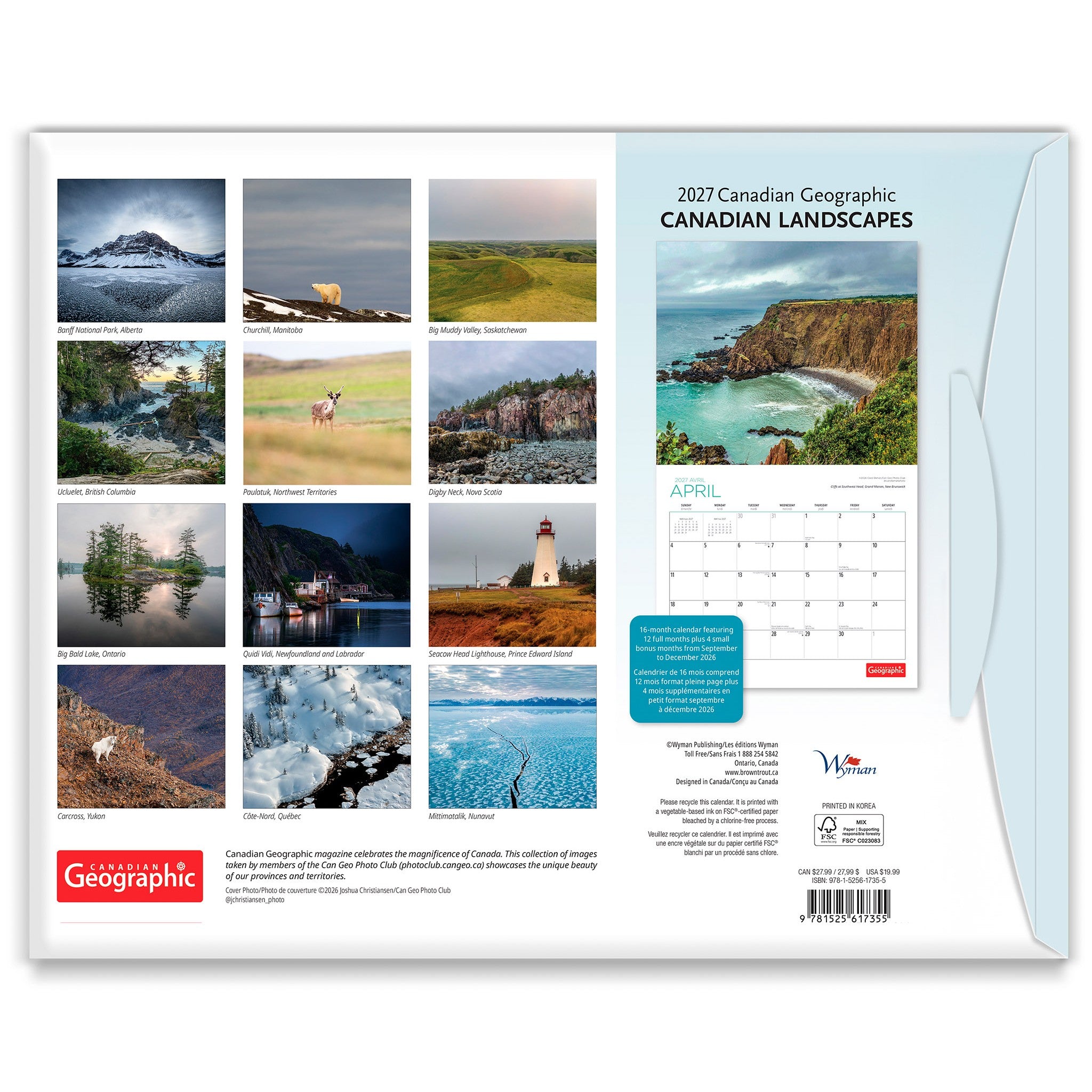 Canadian Geographic Canadian Landscapes 2027 Wall Calendar