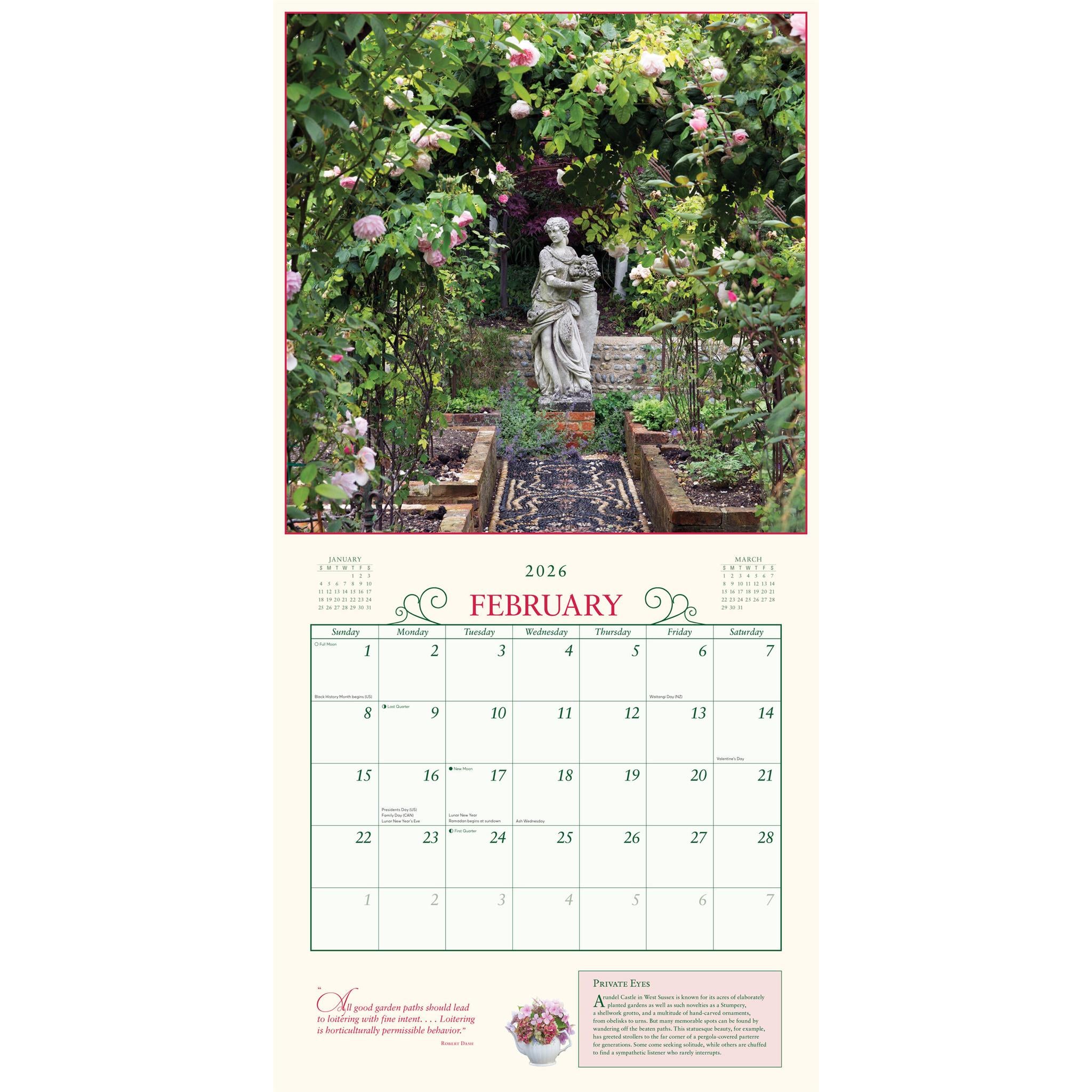 Secret Garden 2026 Wall Calendar