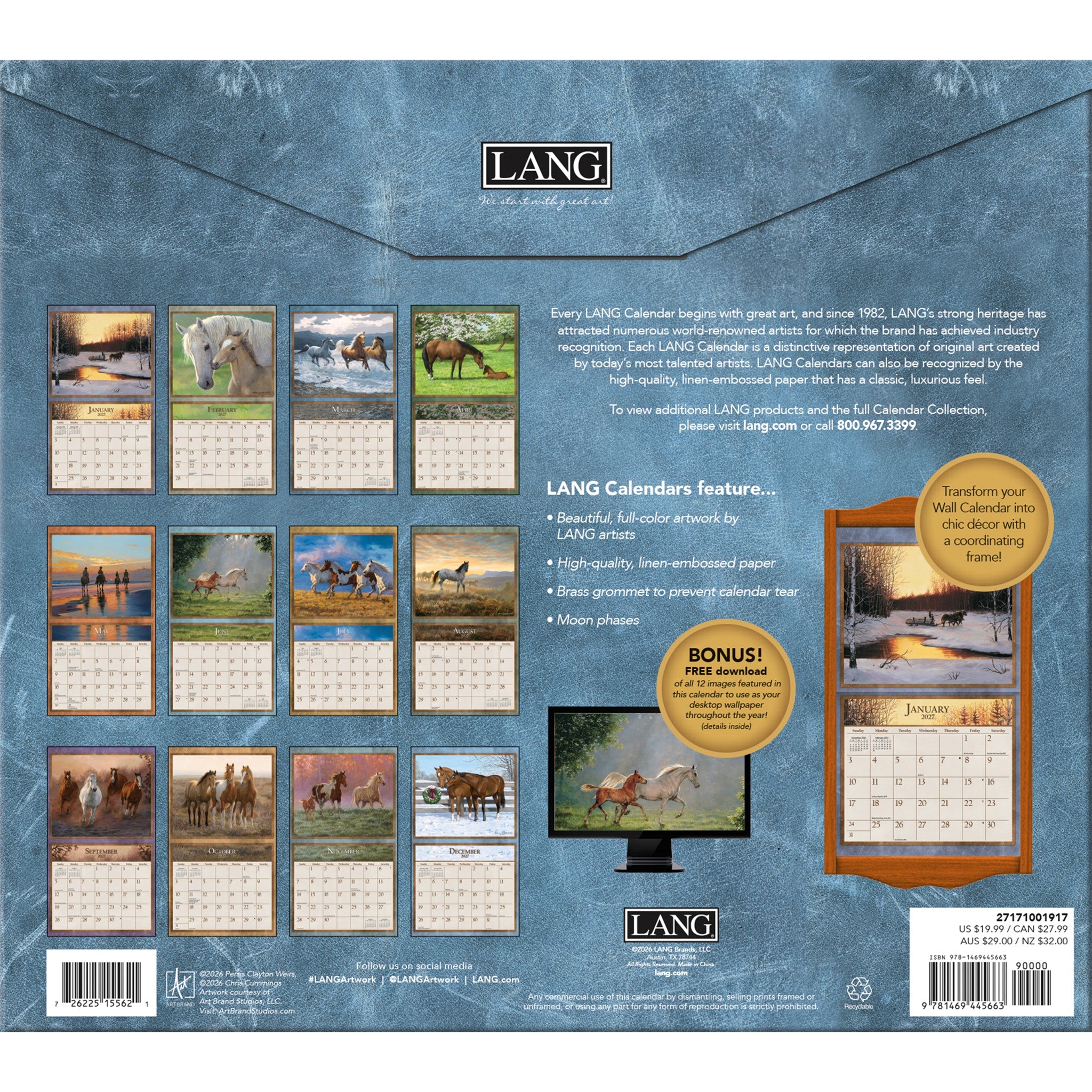 Horses in the Mist Special Edition 2026-2027 Wall Calendar
