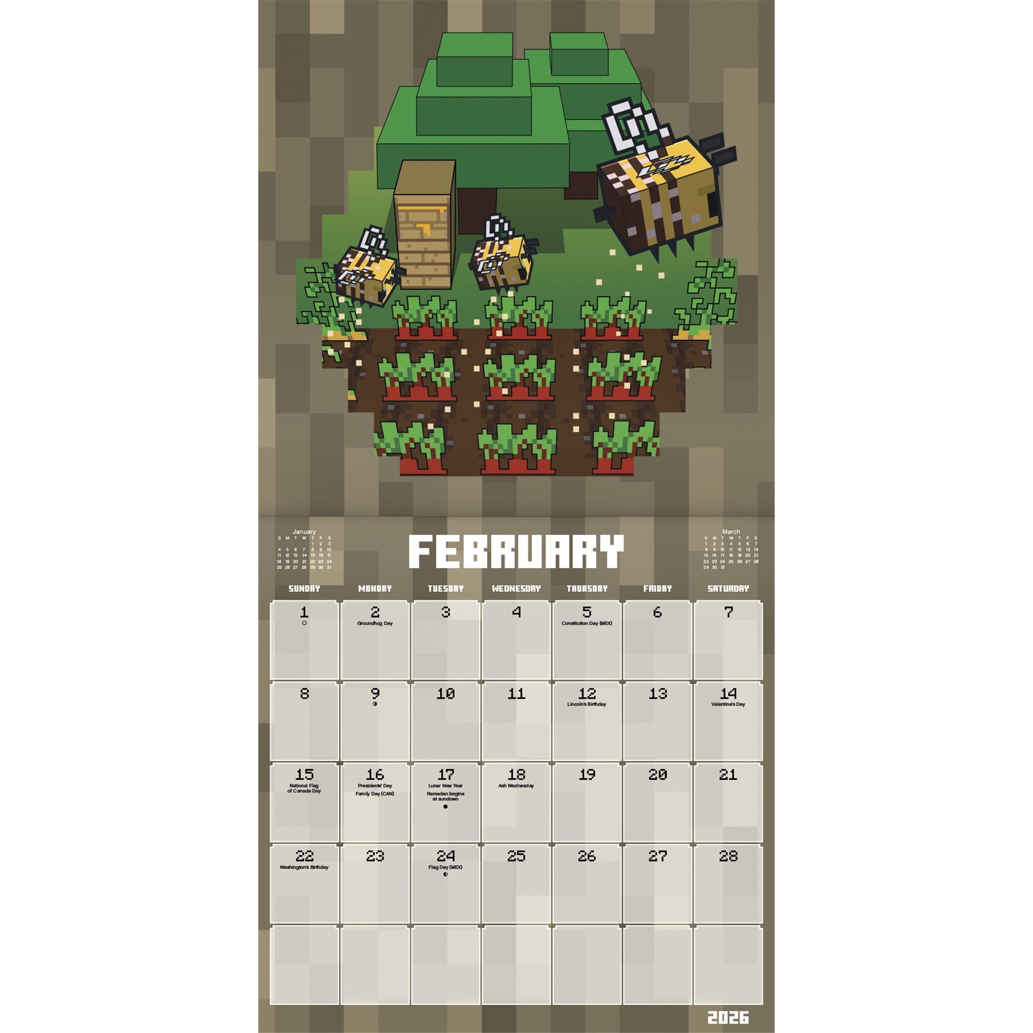 Minecraft Exclusive with Decal 2026 Deluxe Wall Calendar