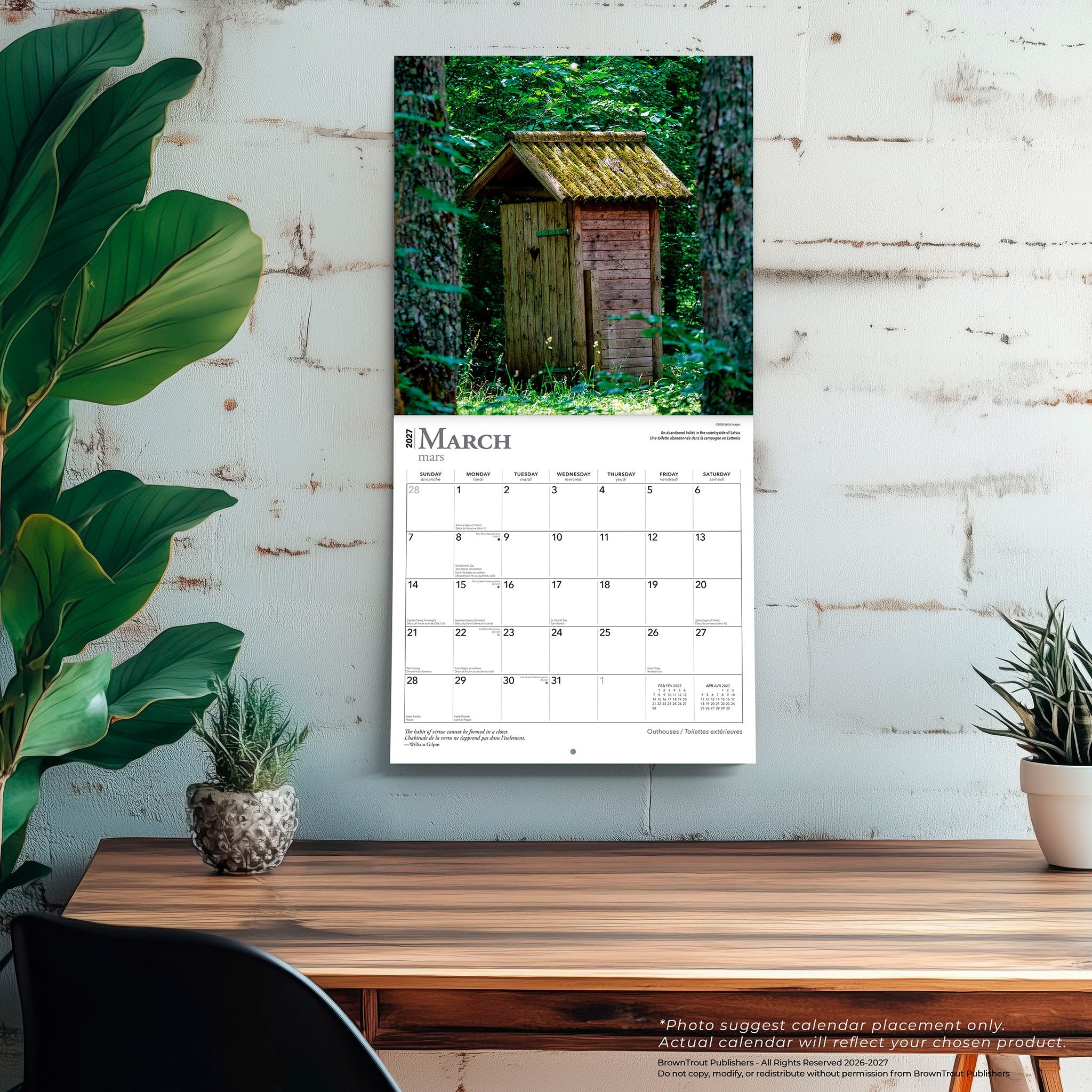 Outhouses / Toilettes extérieures 2027 Wall Calendar