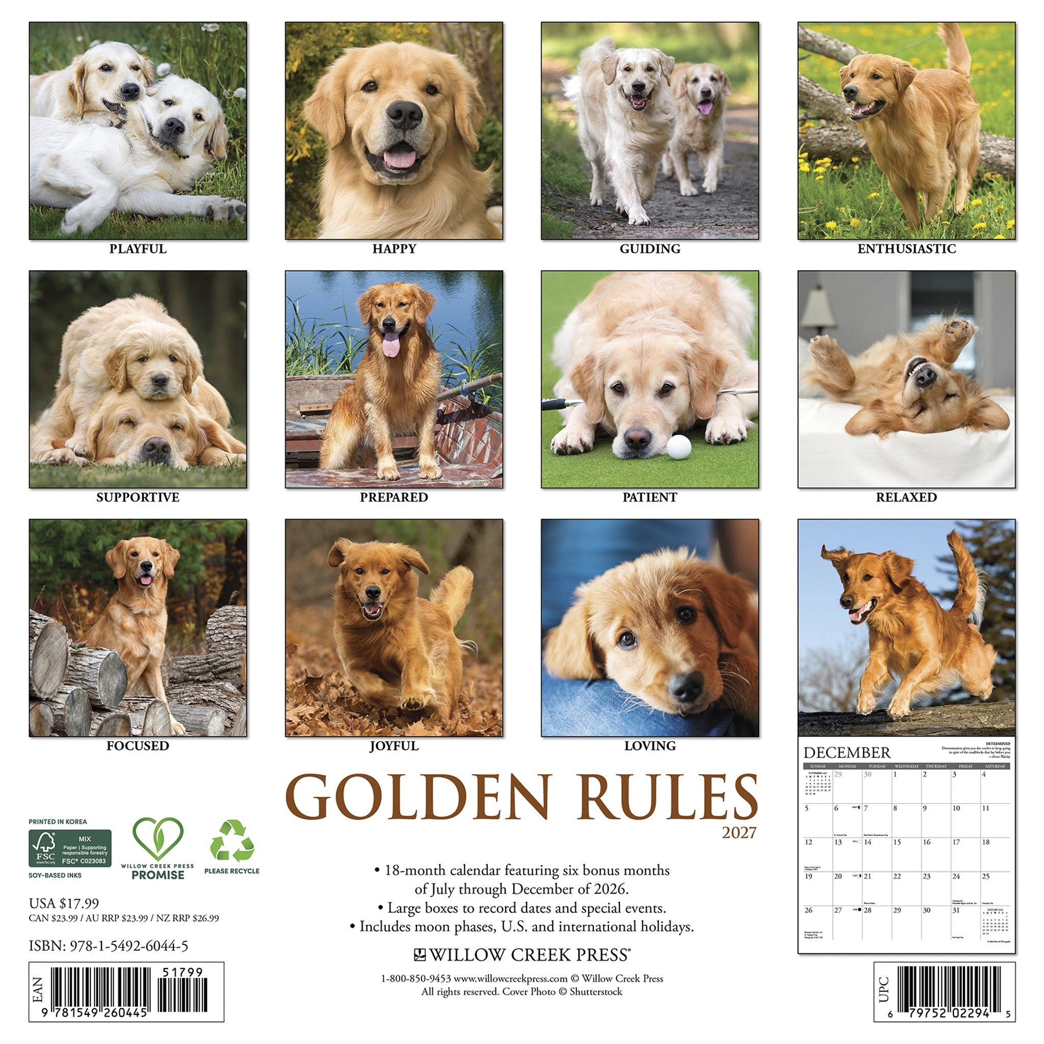 Golden Rules 2027 Wall Calendar