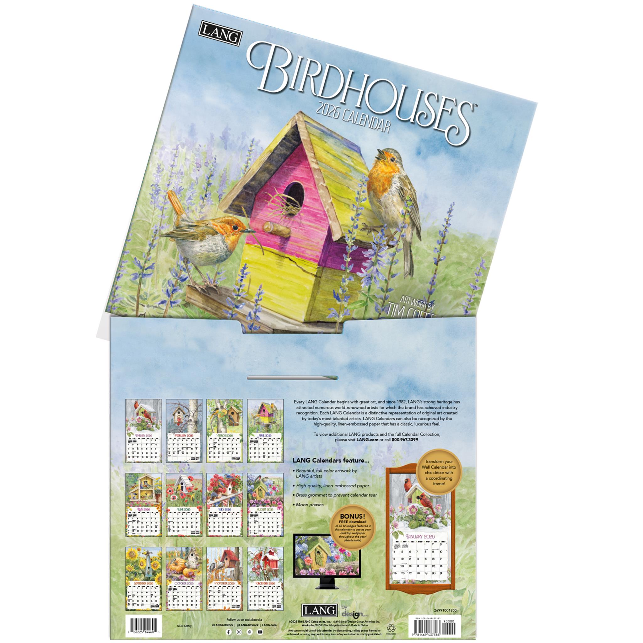 Birdhouses 2026 Deluxe Wall Calendar - Online Only