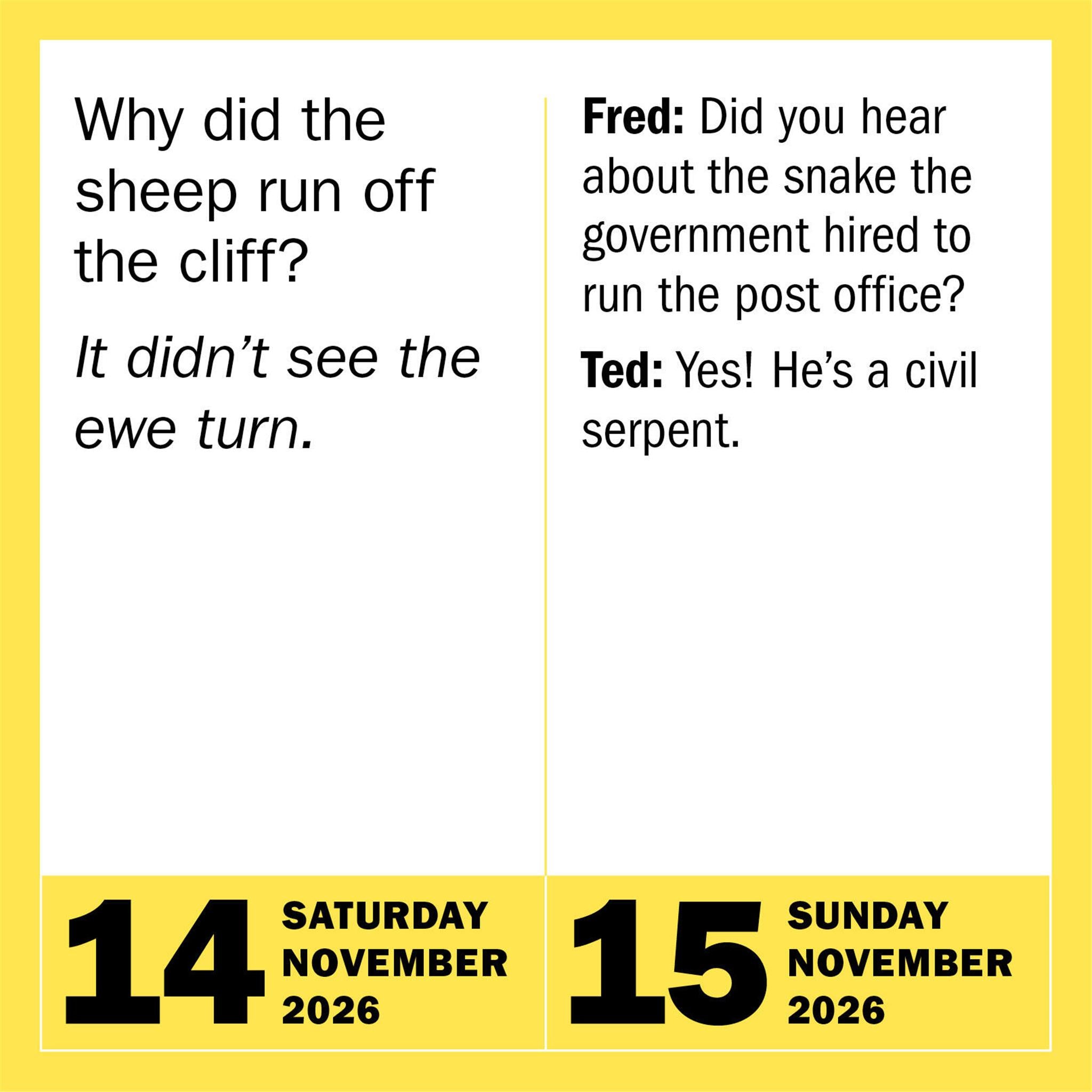 Bad Jokes And Punderful Puns 2026 Box Calendar