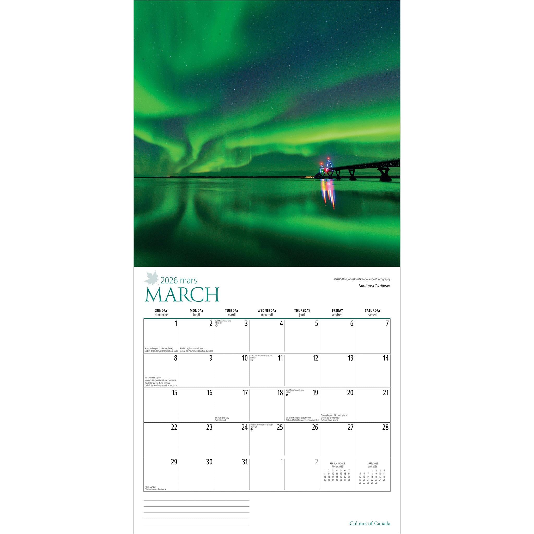 Colours Of Canada 2026 Wall Calendar