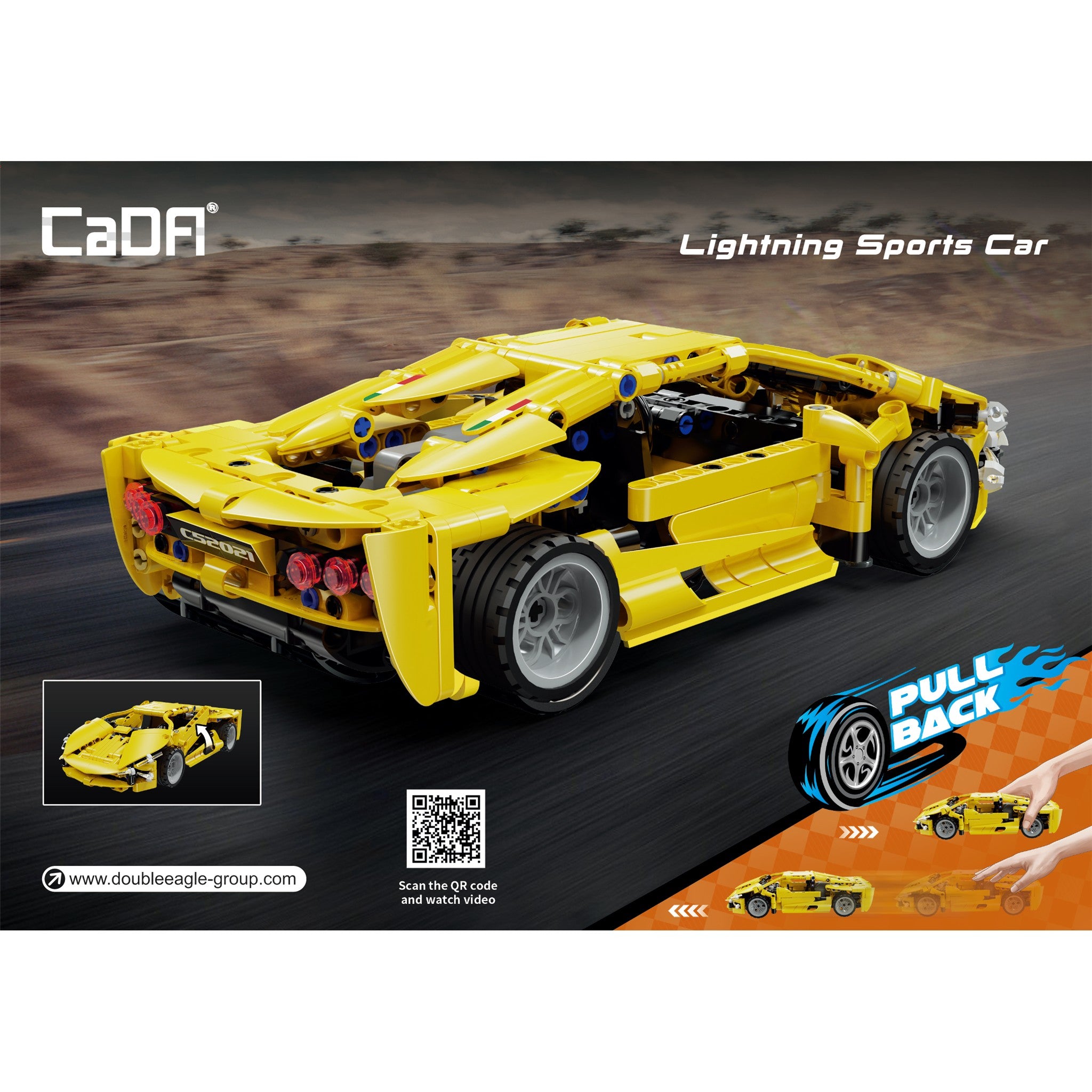 Yellow 1:18 Racing Car 357 Pieces with Pull Back Action