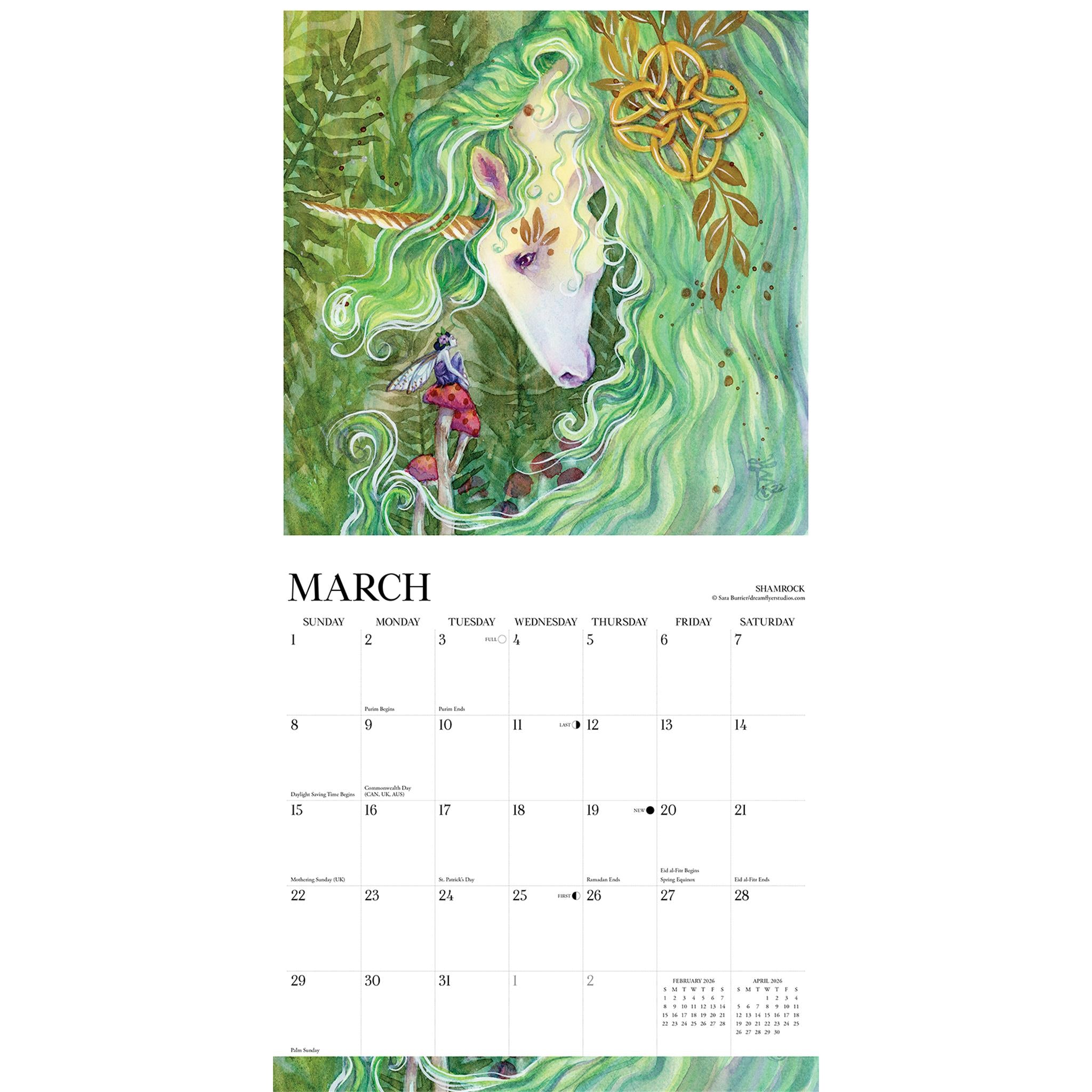 Unicorns By Sara Burrier 2026 Wall Calendar - Online Only