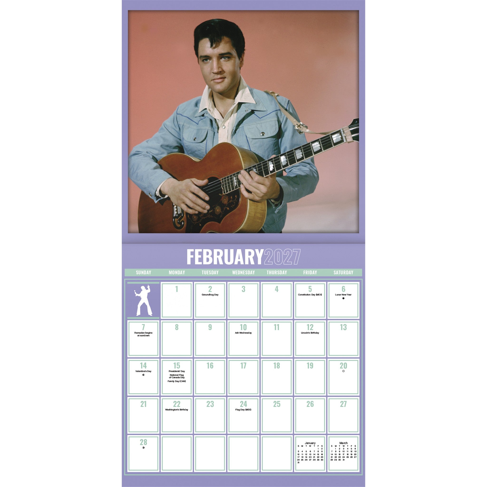 Elvis Presley Exclusive with Print 2027 Wall Calendar