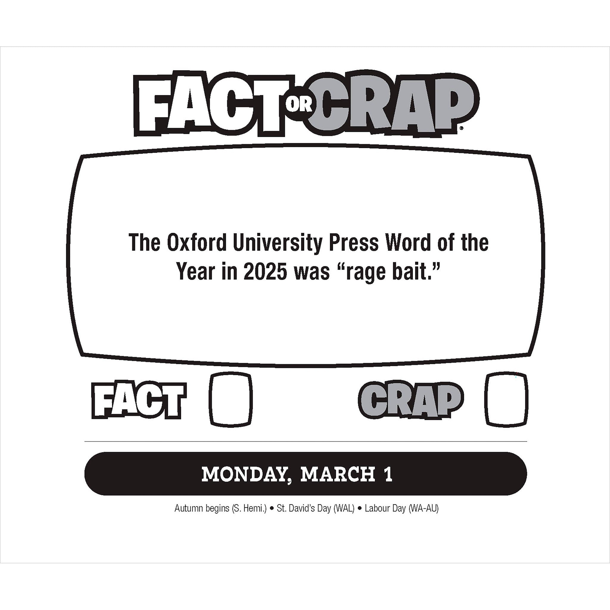 Fact or Crap 2027 Box Calendar